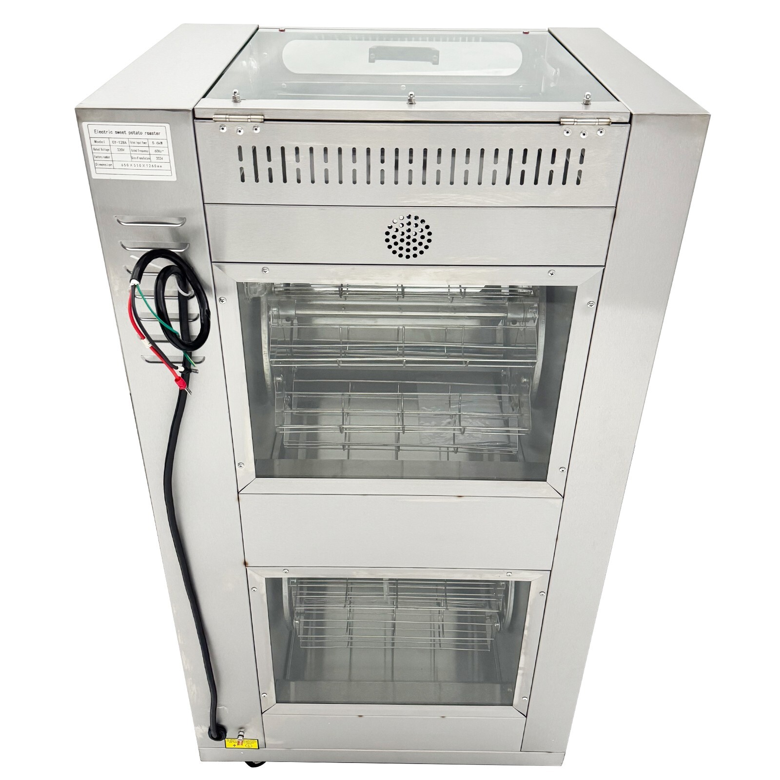 220V Commercial Triple Electric Corn Roaster Oven 5600W Rotary Sweet Potato Corn