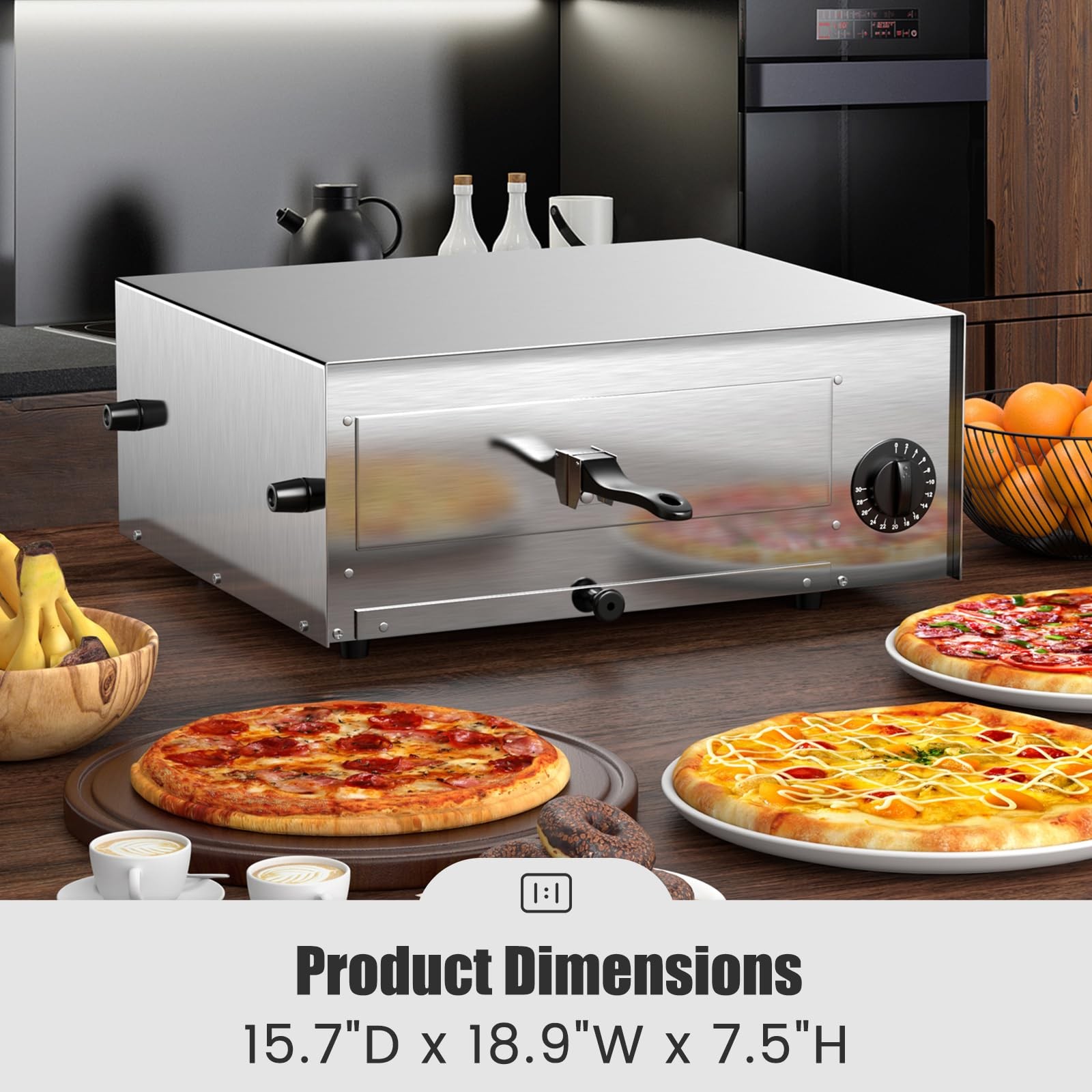 Simoe Electric Pizza Ovenindoor Pizza Oven Tray And 30Mins Timer