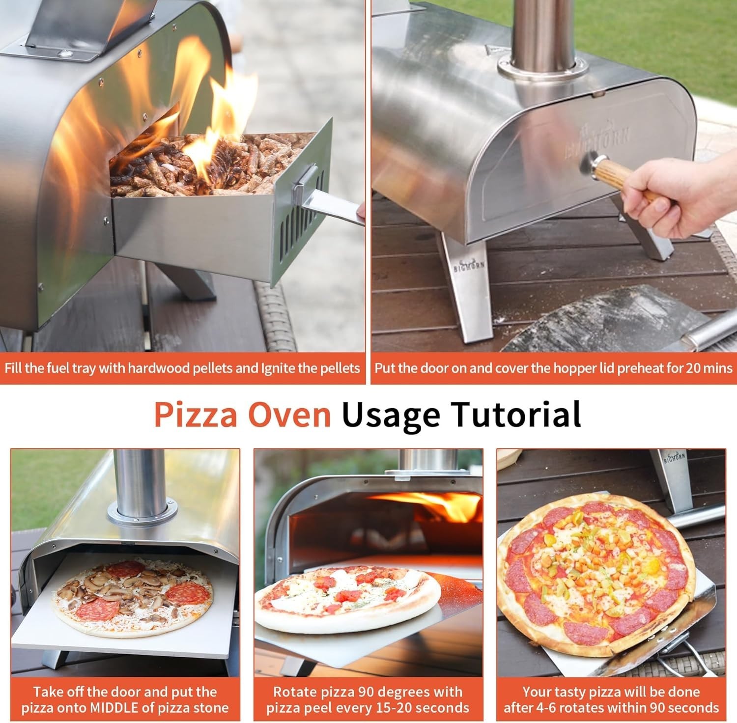 High-Performance 12” Pizza Grill with Wood Pellet – Perfect for Outdoor Parties