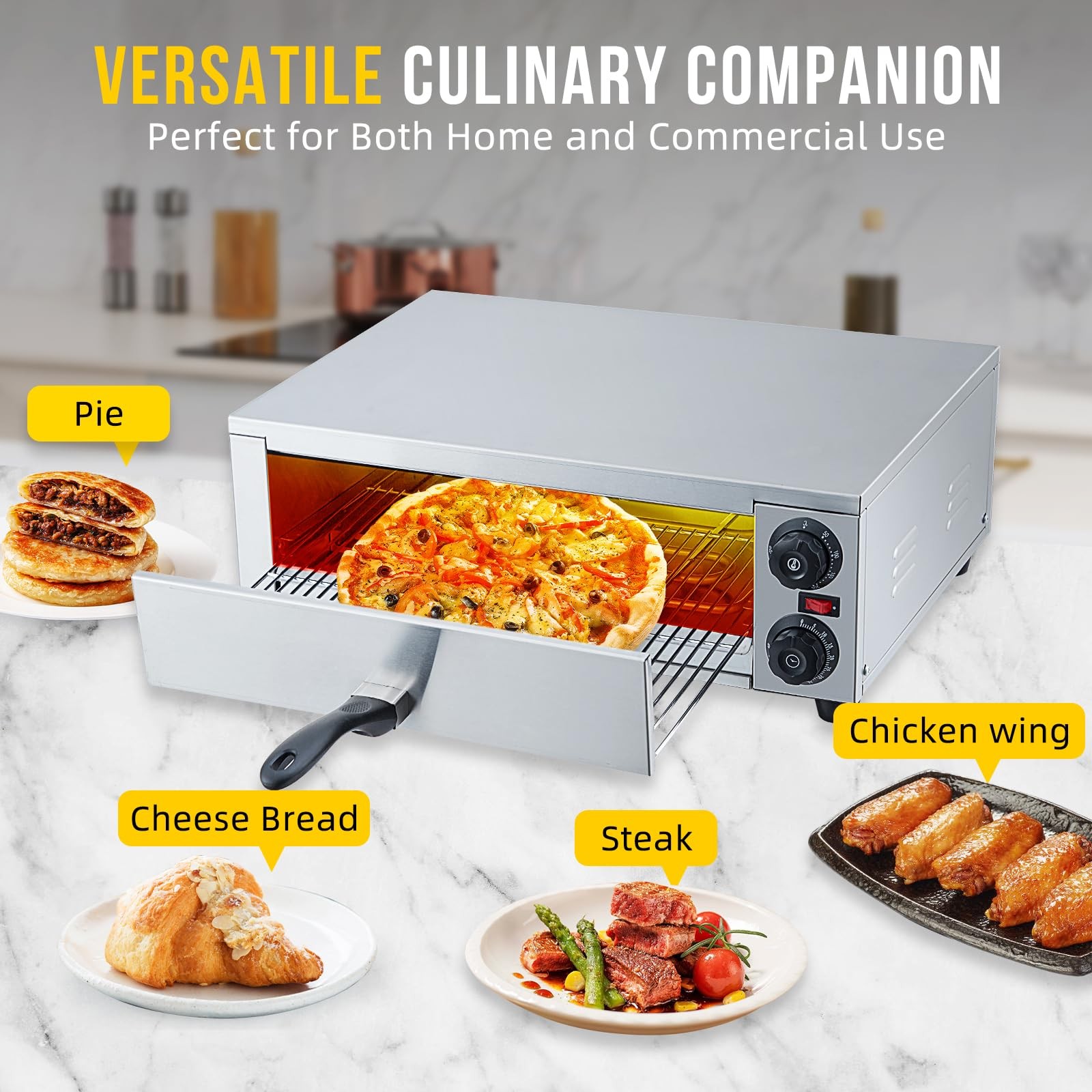 16 Inch Stainless Steel Countertop Pizza Oven for Bakery Snack Cooking