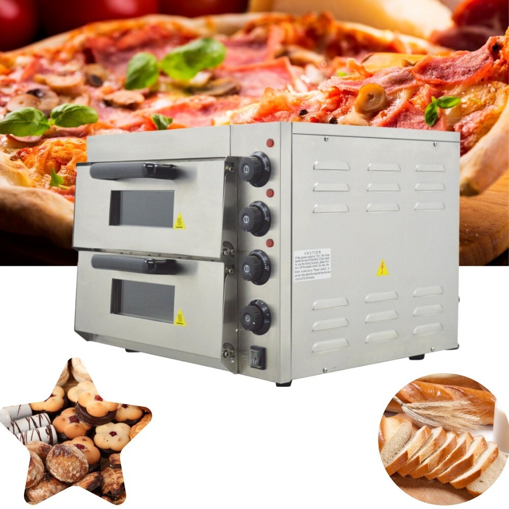 220V 3KW 2 Decks Pizza Electric Oven Bread Maker Toaster Cookie Baking Machine