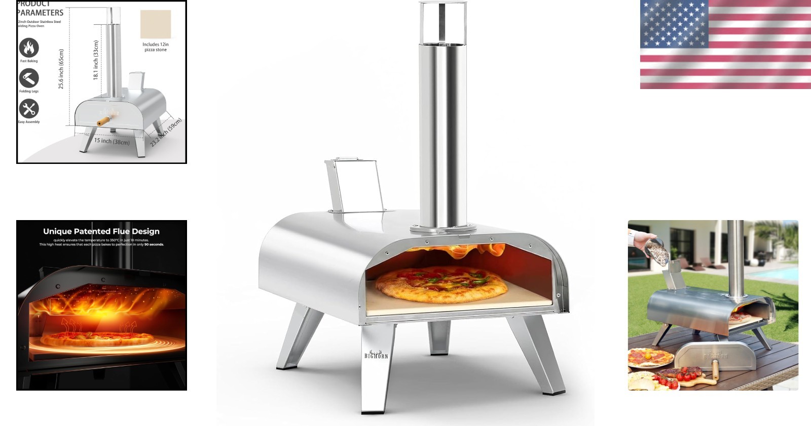 High-Performance 12” Pizza Grill with Wood Pellet – Perfect for Outdoor Parties