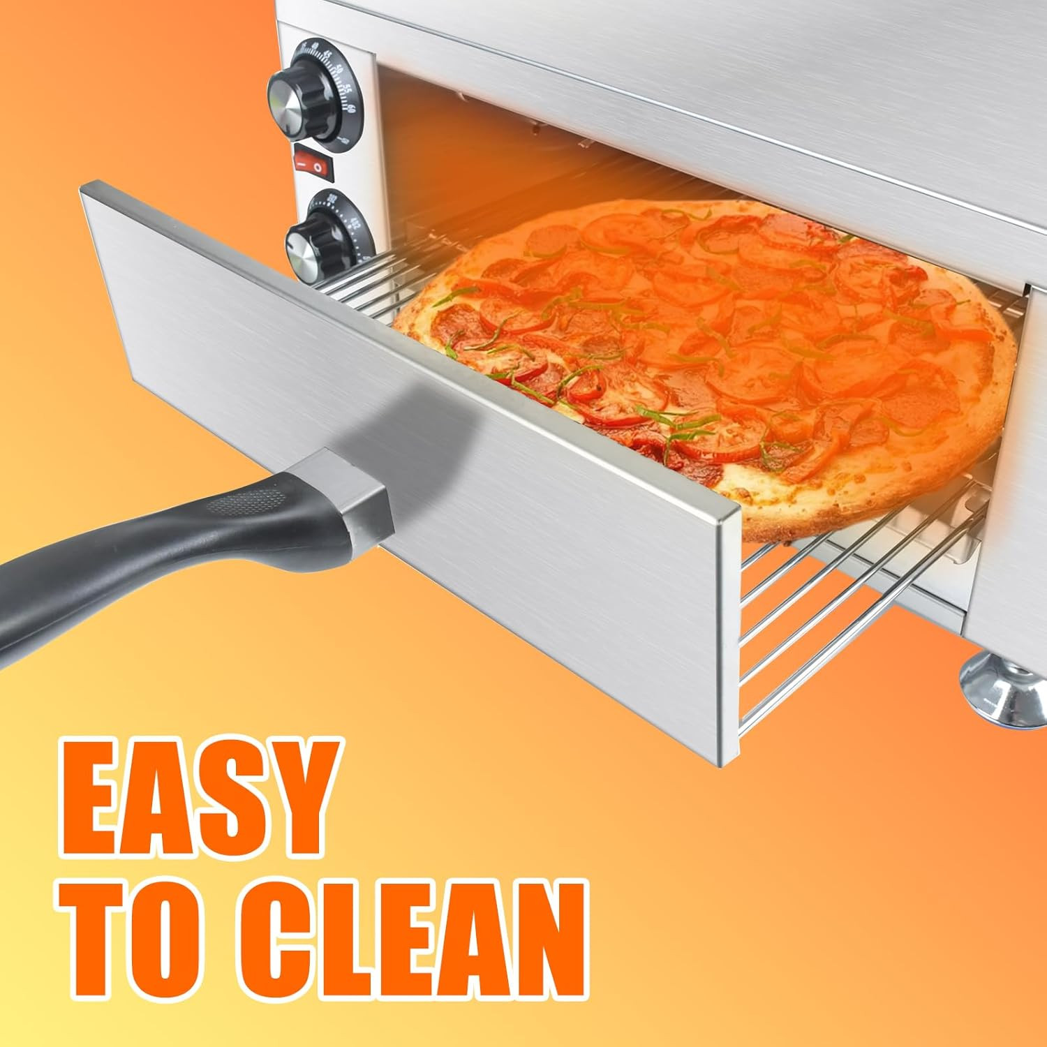 Electric Countertop Pizza Oven Indoor,12″ Commercial Pizza Maker Machine,Stainle