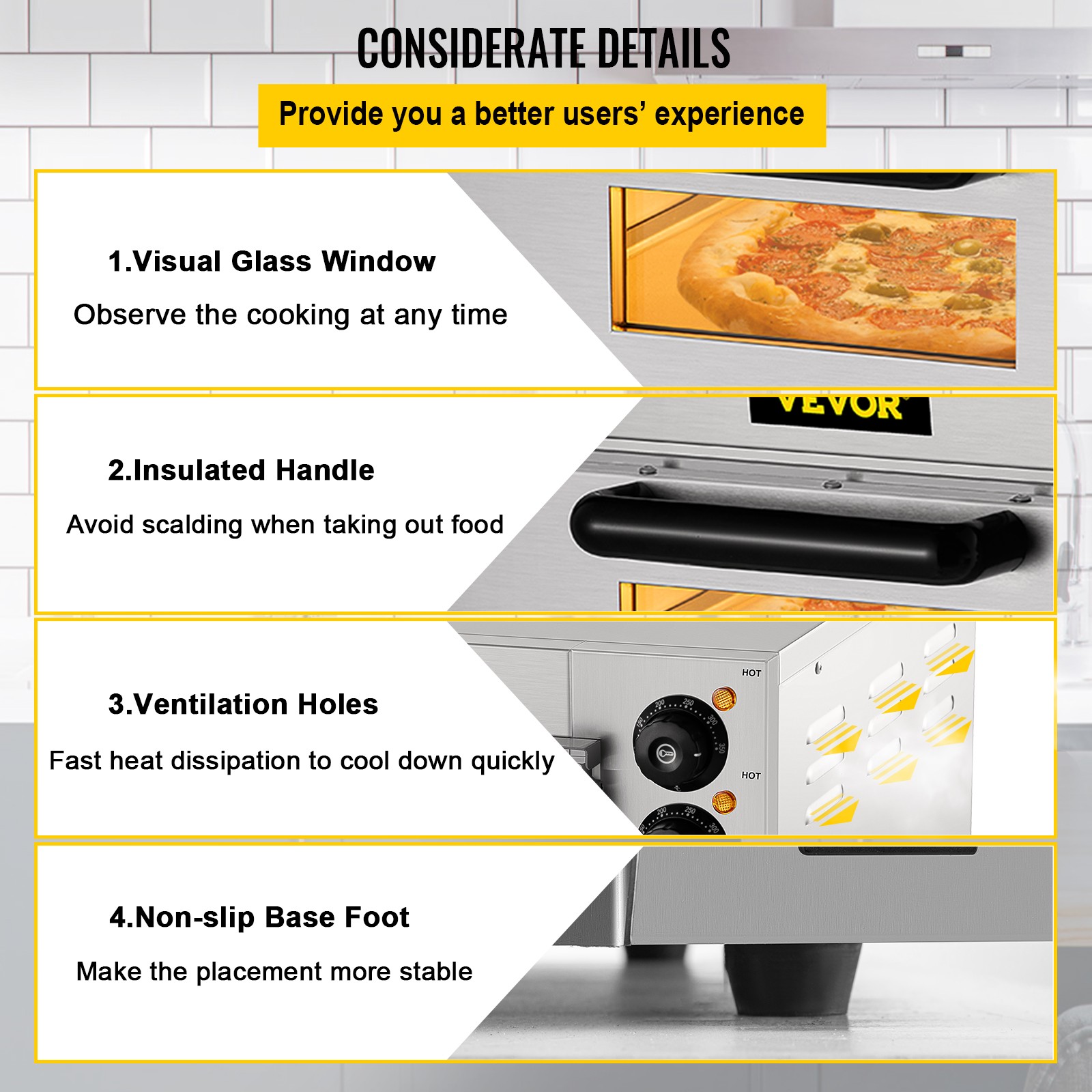 VEVOR Commercial Countertop Pizza Oven Electric Pizza Oven for 14″ Pizza Indoor