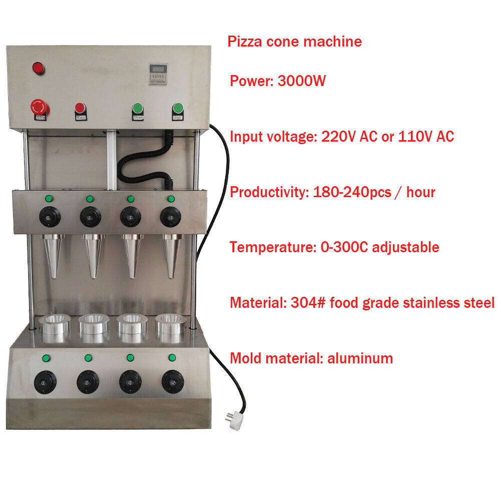 110V Hot Commercial Pizza Cone Forming Making Maker Machine + 4 Molds 3KW