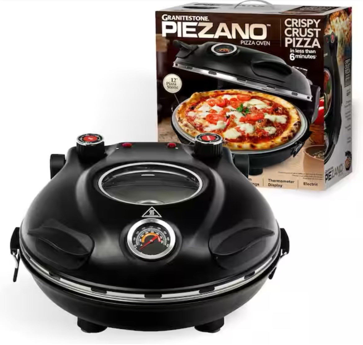 PIEZANO Crispy Crust Pizza Oven by Granitestone – Electric Pizza Indoor Oven