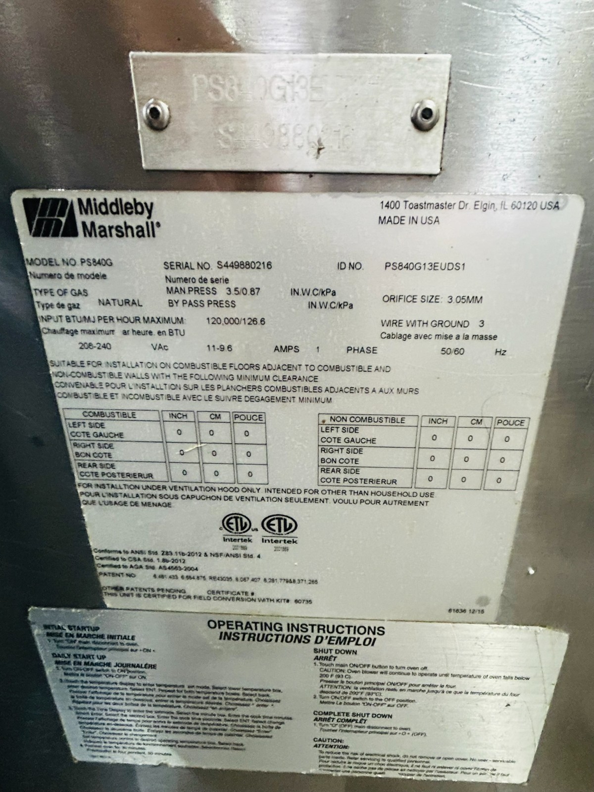 Middleby Marshall PS840G Double Stack Conveyor Oven 120,000 BTU Refurbished