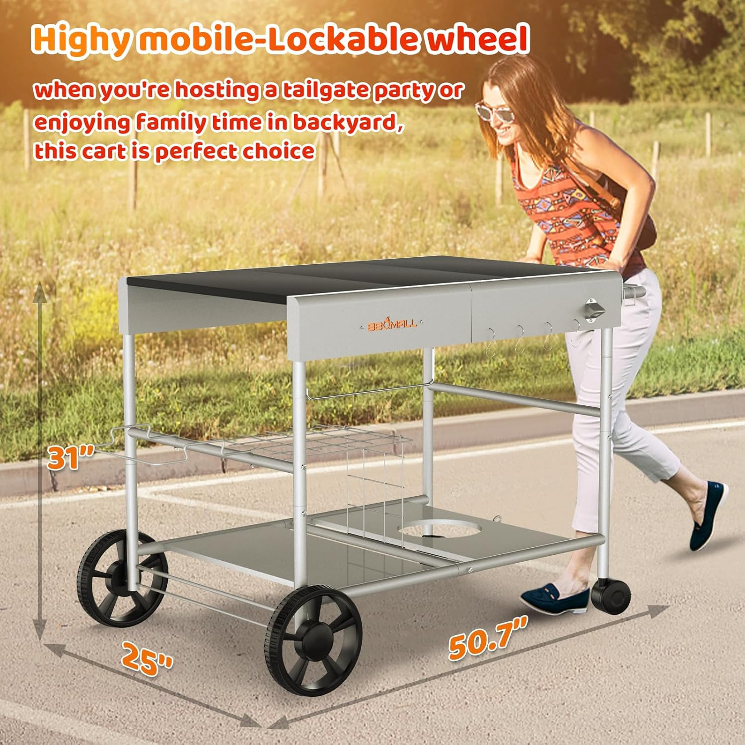 Pizza Oven Cart Table and Topping Station for Ooni Koda/Karu/Fyra 16 & 12, Movab