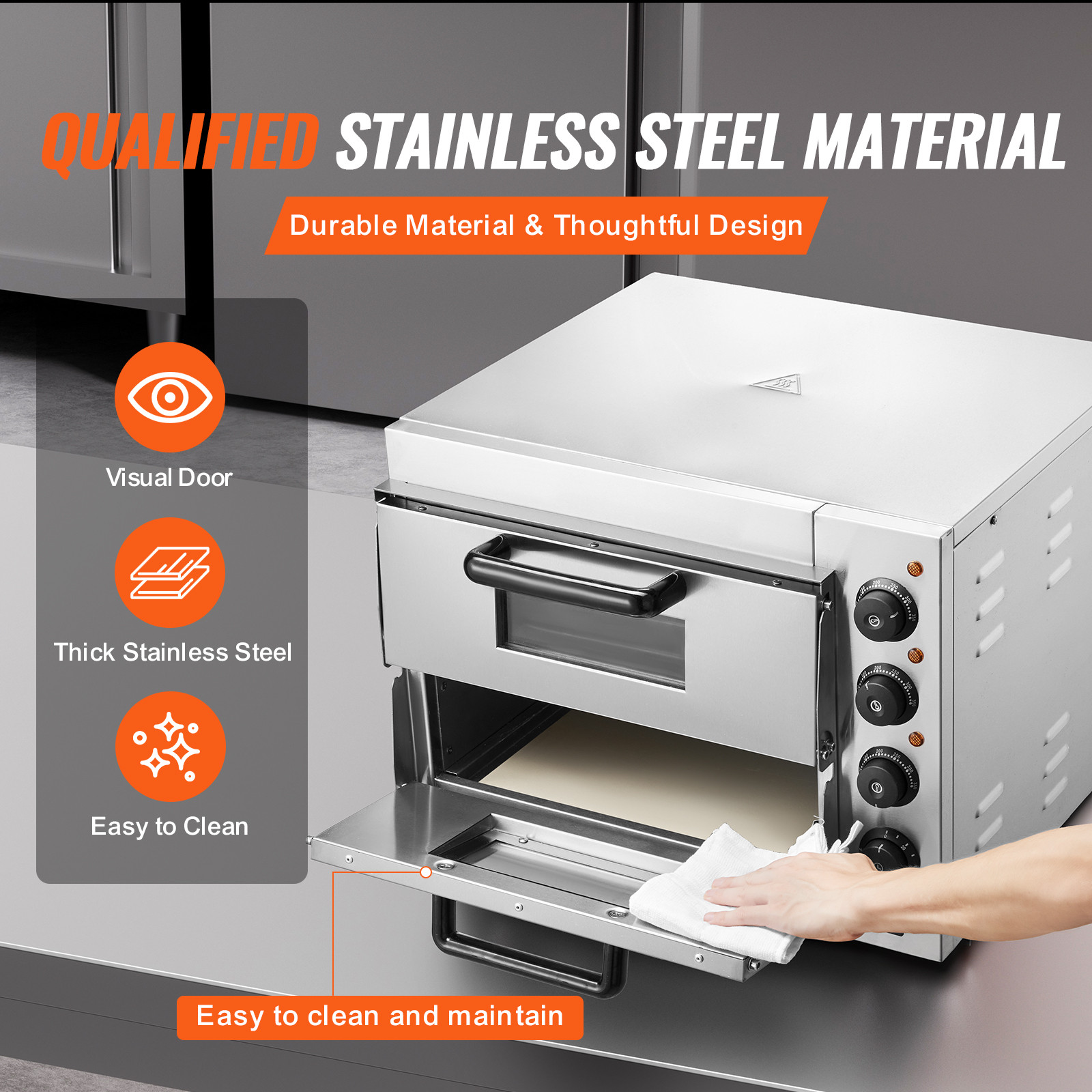 VEVOR Commercial Countertop Pizza Oven Electric Pizza Oven for 16″ Pizza Indoor