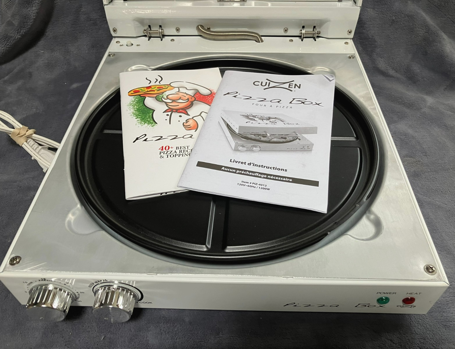 Cuizen Pizza Box Countertop Pizza Oven with 12″ PIZ-4012 + Manual & Recepies
