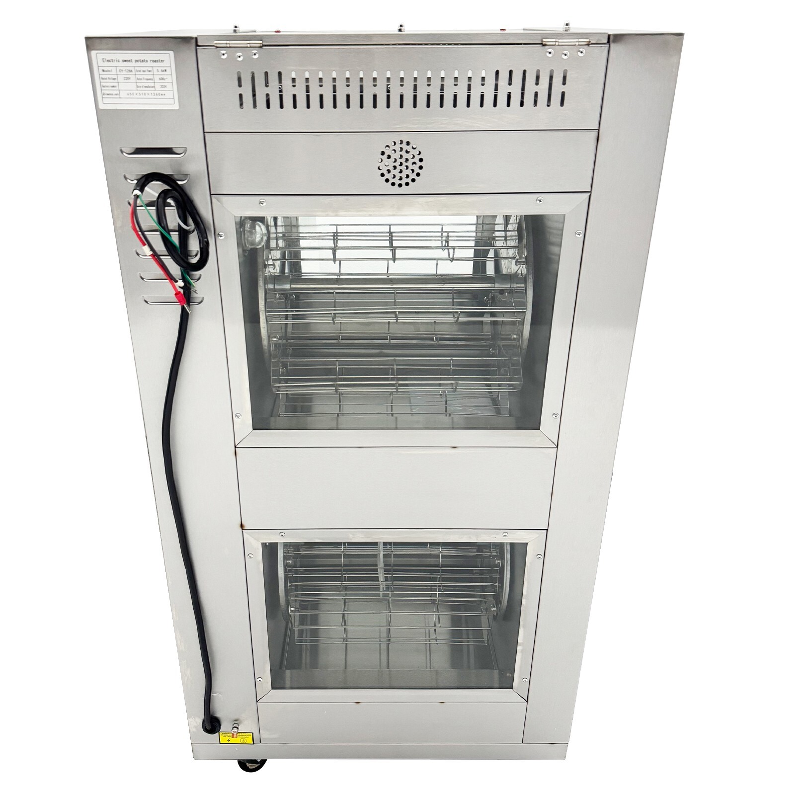 220V Commercial Triple Electric Corn Roaster Oven 5600W Rotary Sweet Potato Corn