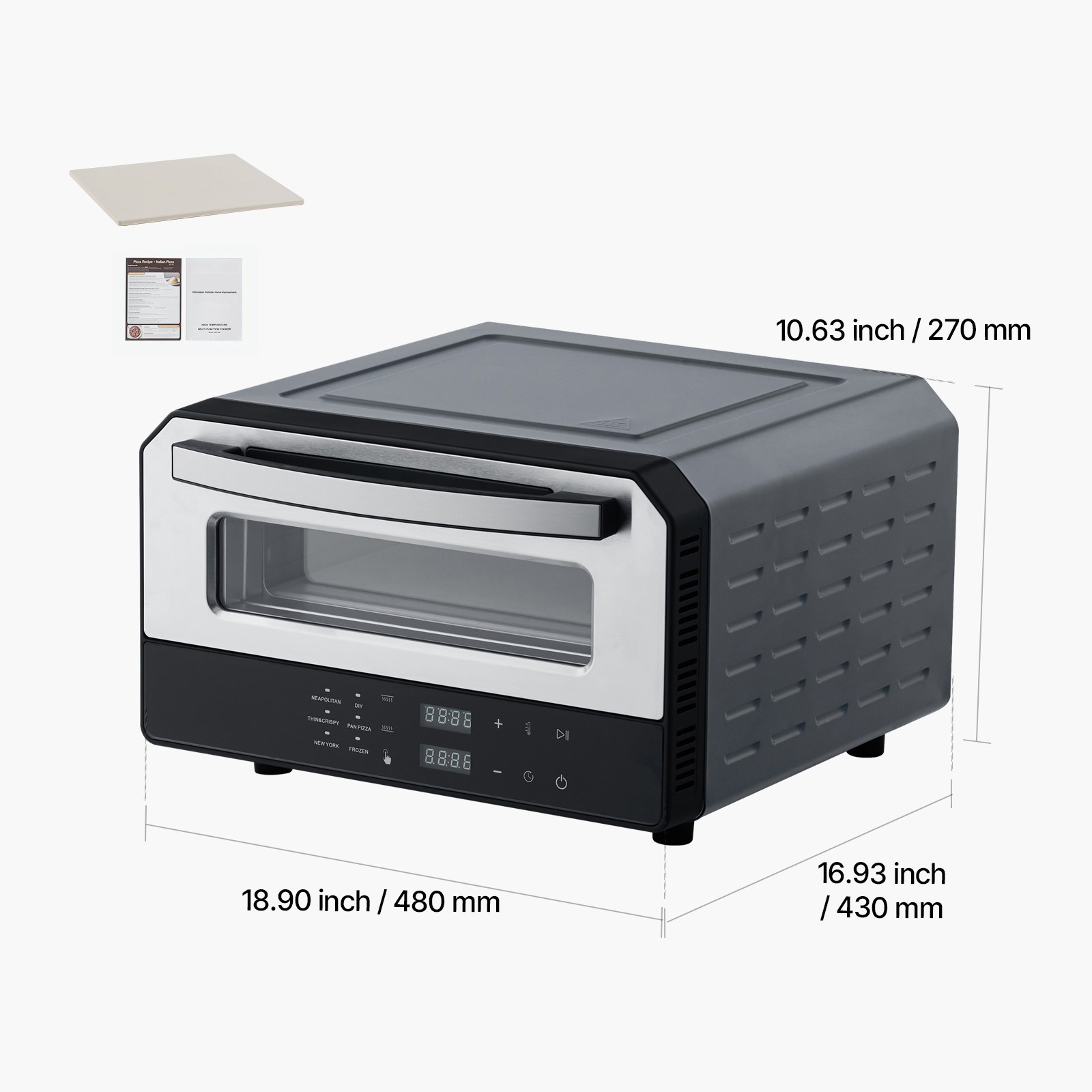 Uimoso 12-Inch Electric Pizza Oven with Stone, 750℉ Max Temperature Pizza Cooker