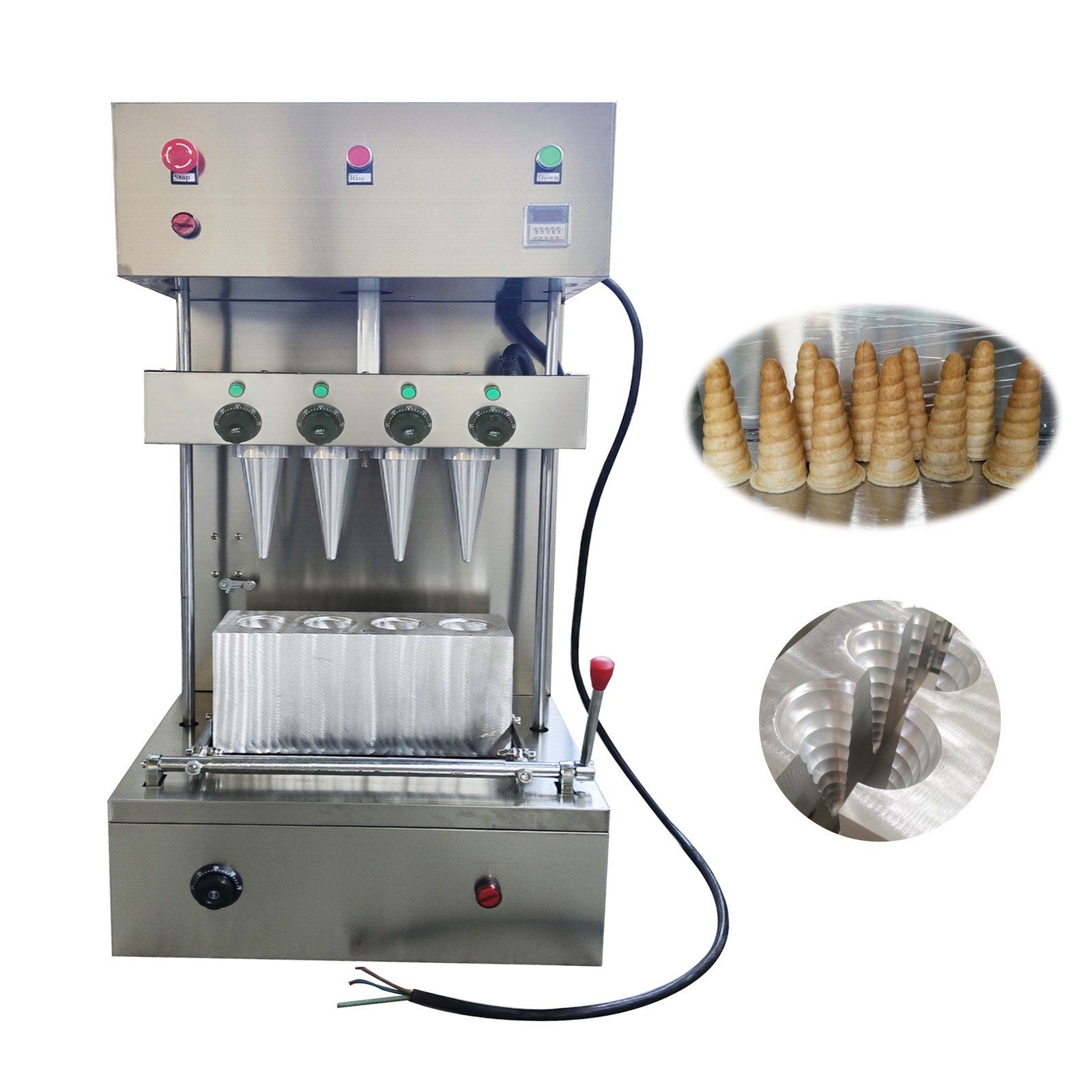 4 Head Cone Pizza Forming Machine 110V Spiral Conical Cone Pizza Forming Maker