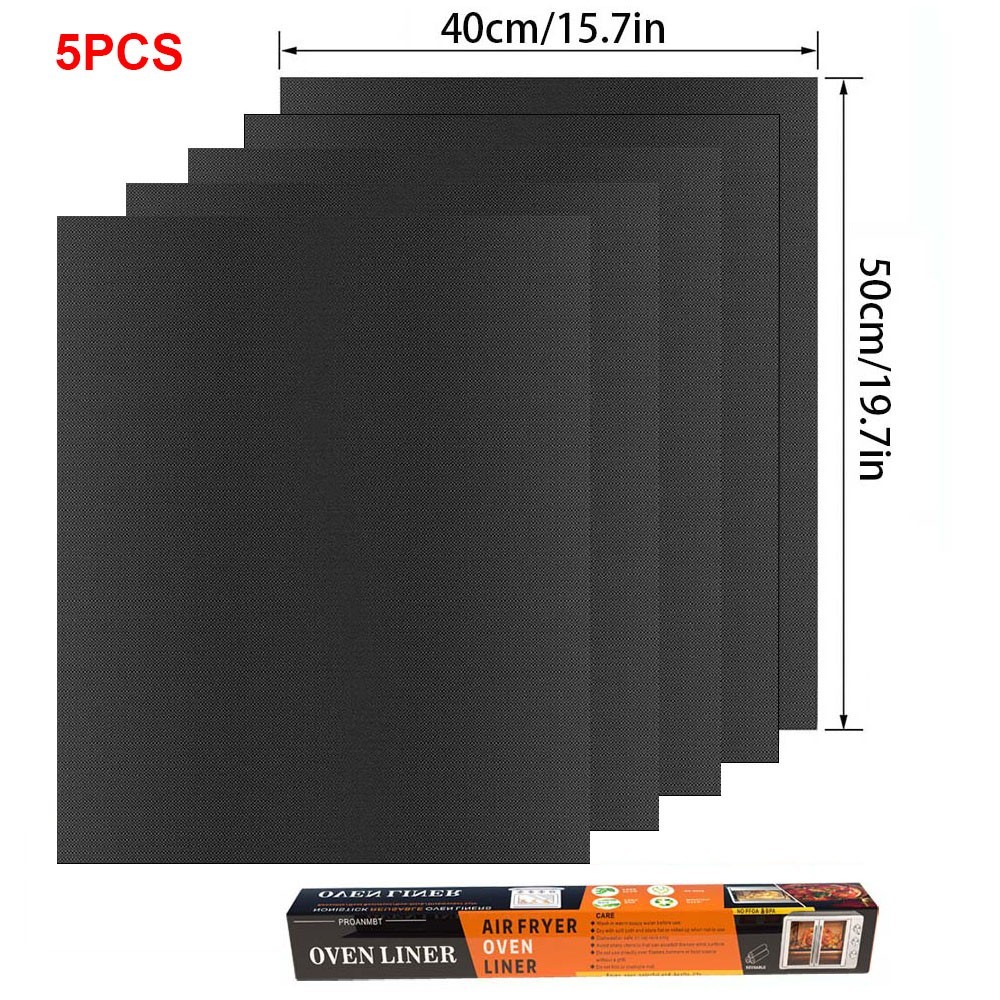 Pack of 5 Large Thick Non Stick Oven Liners Mat Heavy Duty