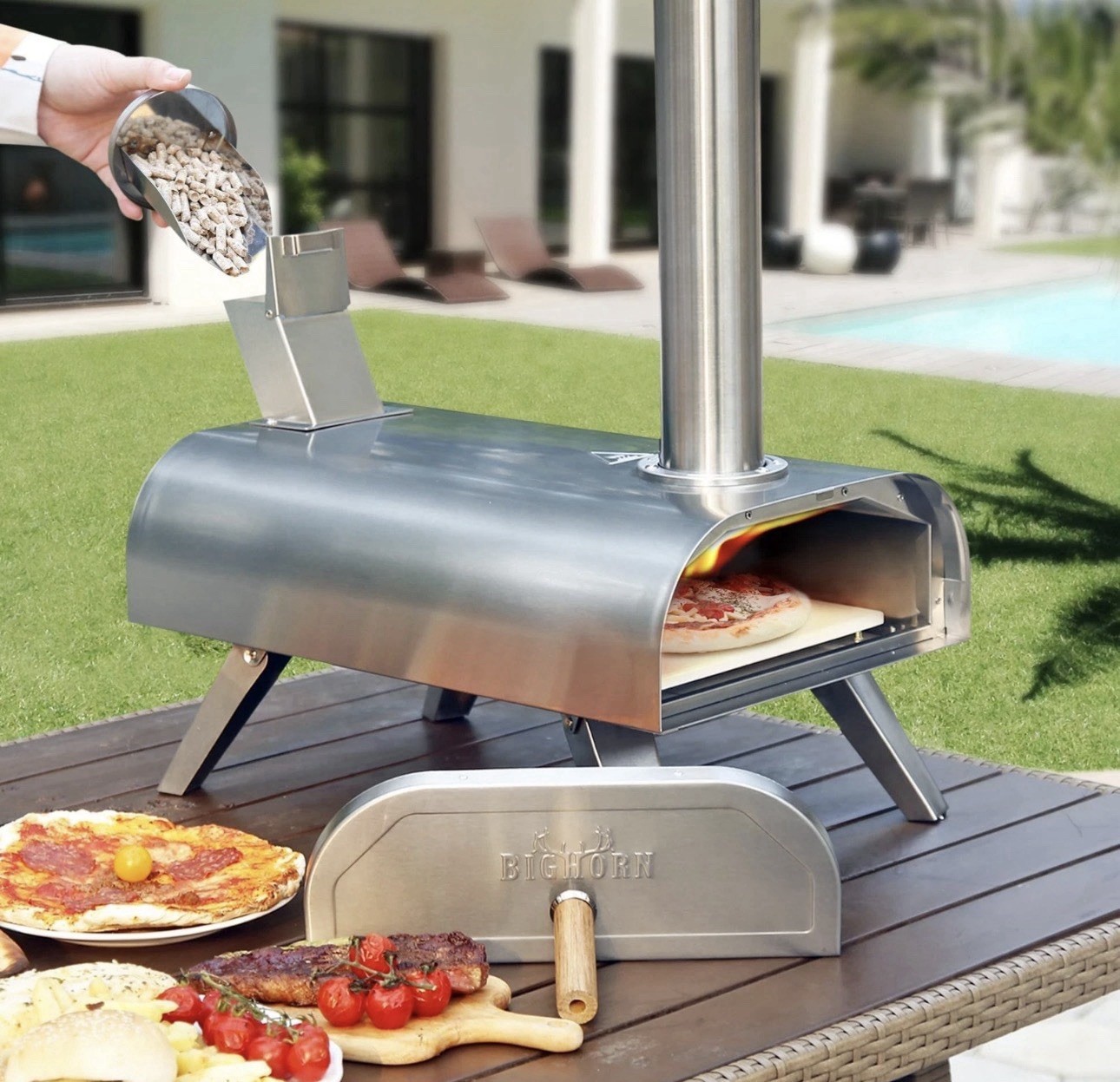BIG HORN OUTDOORS Pizza Oven Wood Pellet 12” Pizza Oven Cooking Pizza Maker