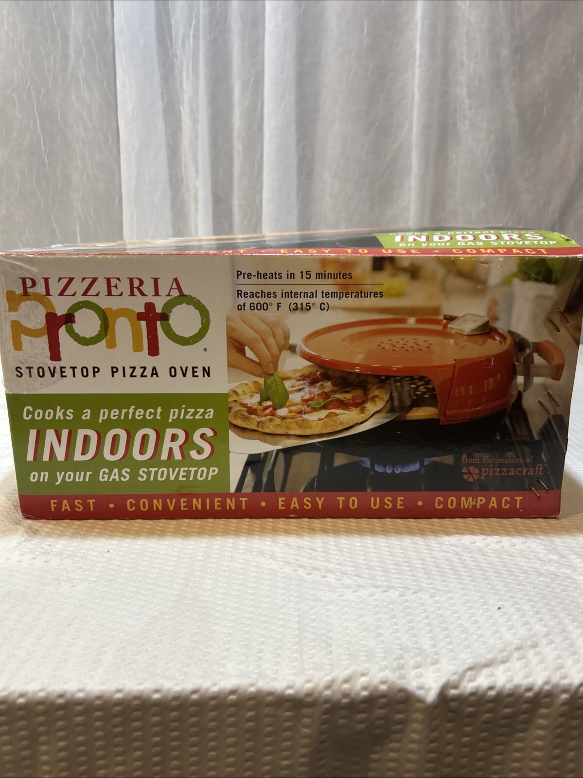 Pizzeria Pronto Stovetop Pizza Oven Indoors Gas Stove Only PC0601 Pizza Stone