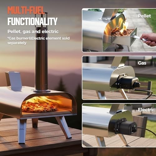 12″ Multi-Fuel Outdoor Pizza Oven – Wood, Gas, Electric