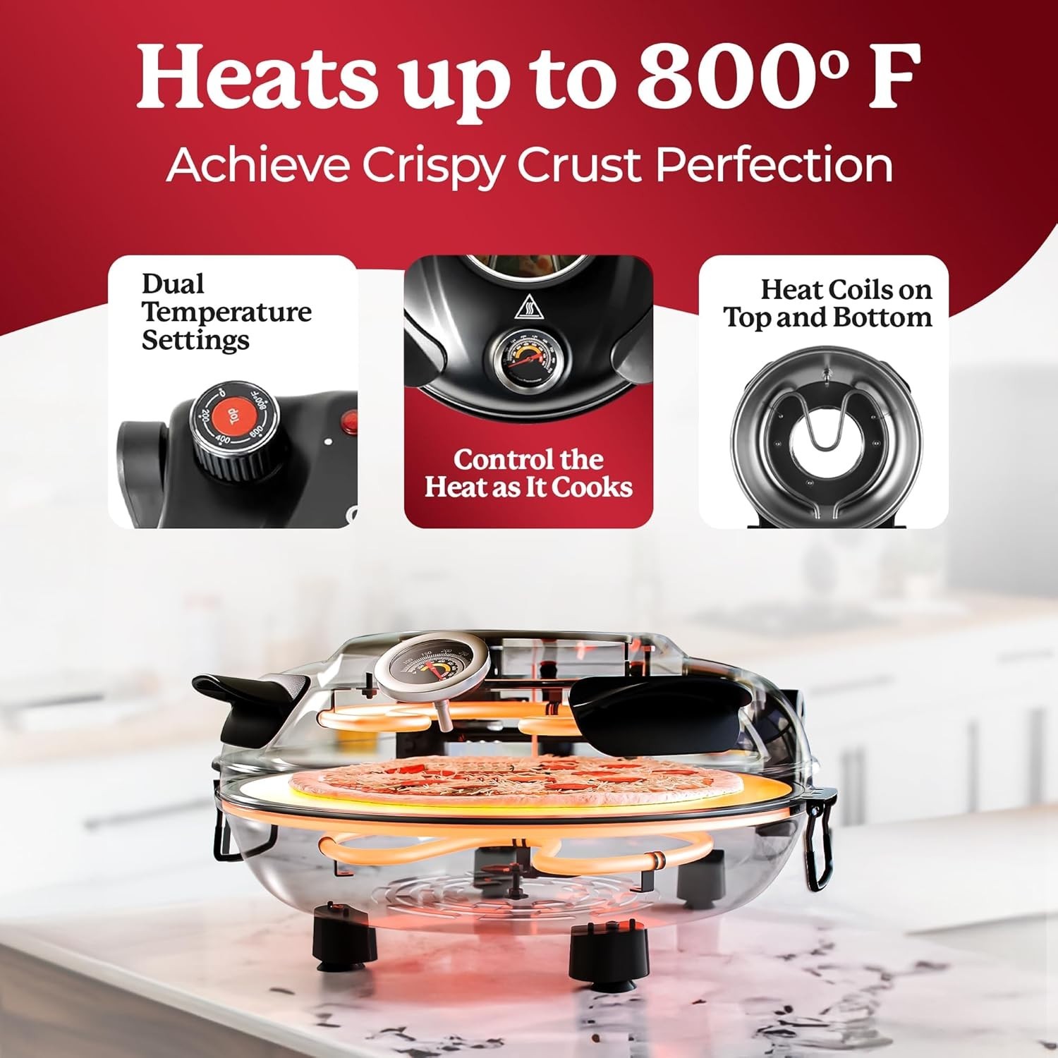Compact 12” Pizza Maker with Dual Heat Control – Ultimate Pizza Experience