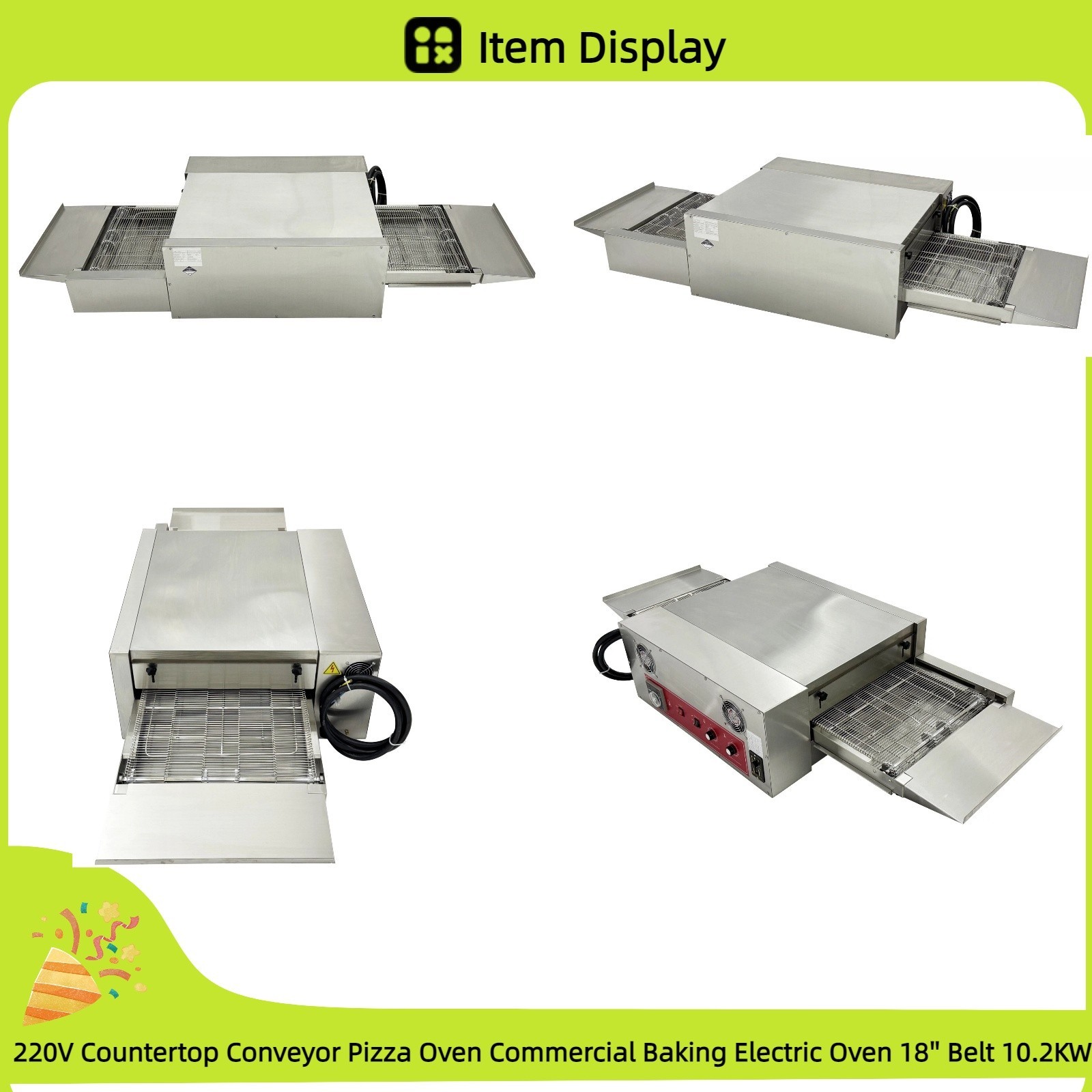 220V Countertop Conveyor Pizza Oven Commercial Baking Electric Oven 18” Belt