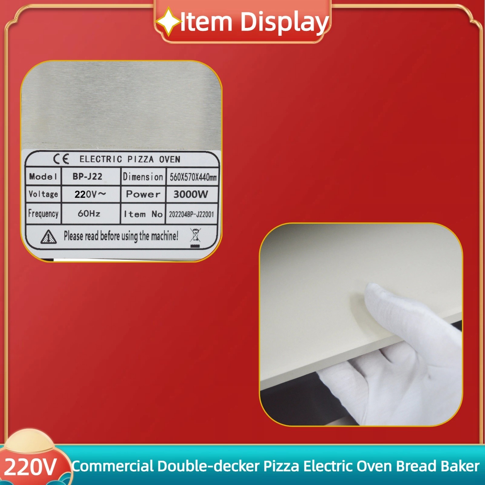 220V 3KW 2 Decks Pizza Electric Oven Bread Maker Toaster Cookie Baking Machine