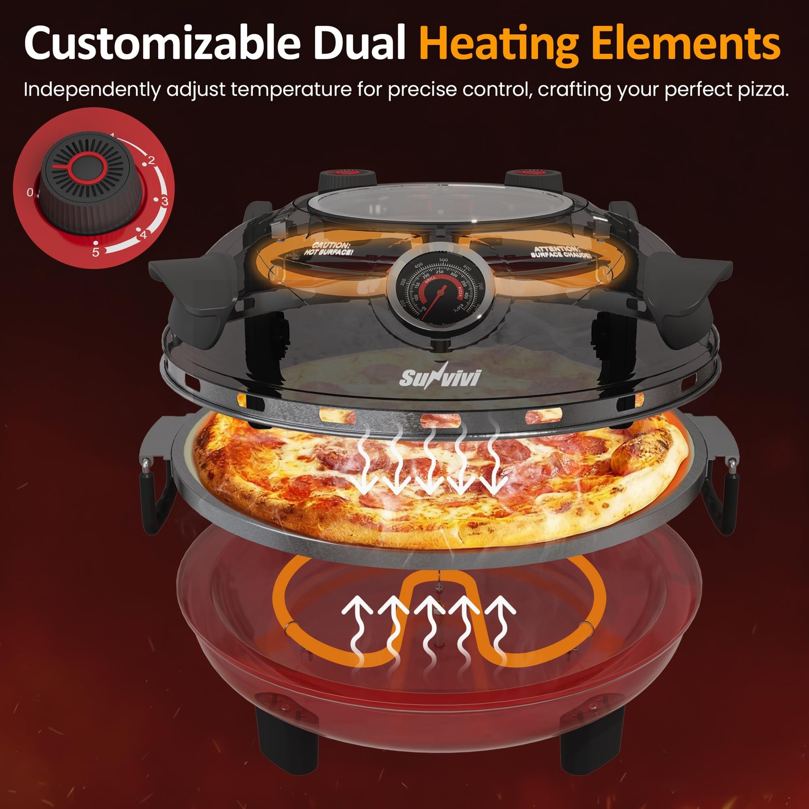 Sunvivipro Pizza Oven Indoor Outdoor Heats Up 770 Up 12 Electric Countertop