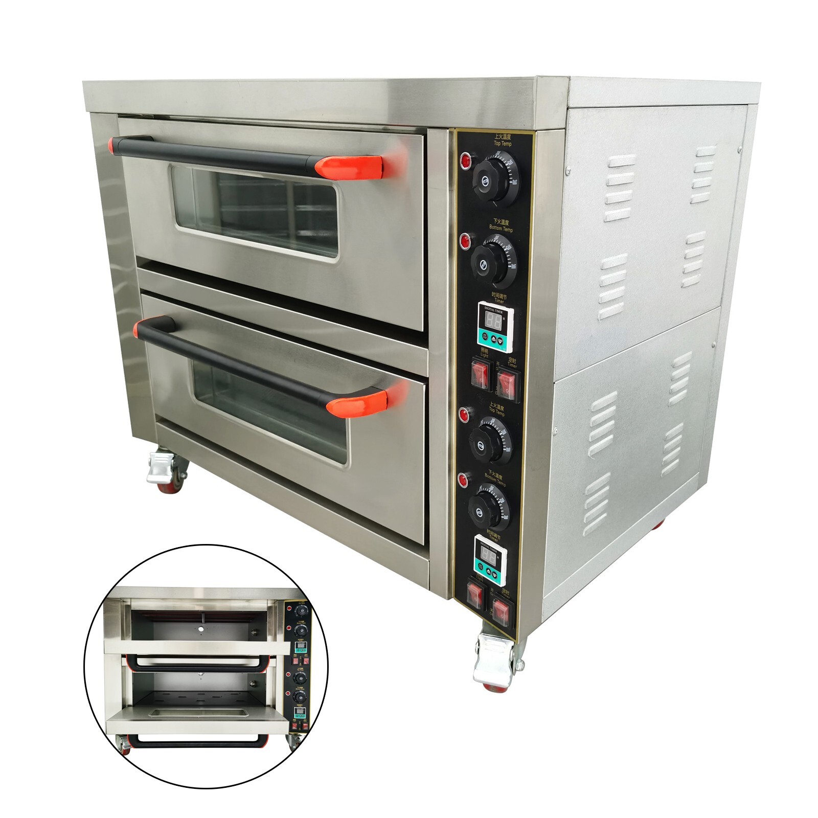 220V 8.7HP Commercial Pizza Oven Electric Oven Double Deck Convection Oven