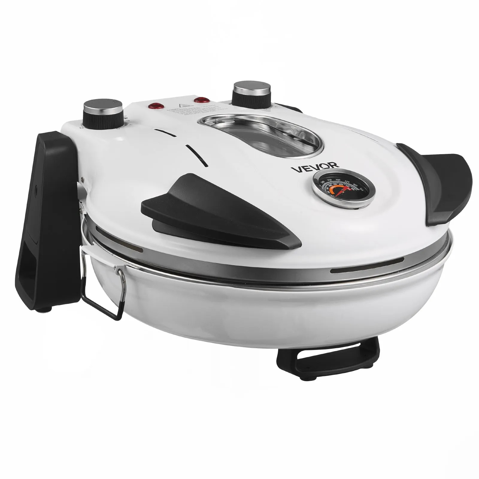 12″ Electric Pizza Oven 1200W Maker w/Stone 5-Mode Temp Control Home White