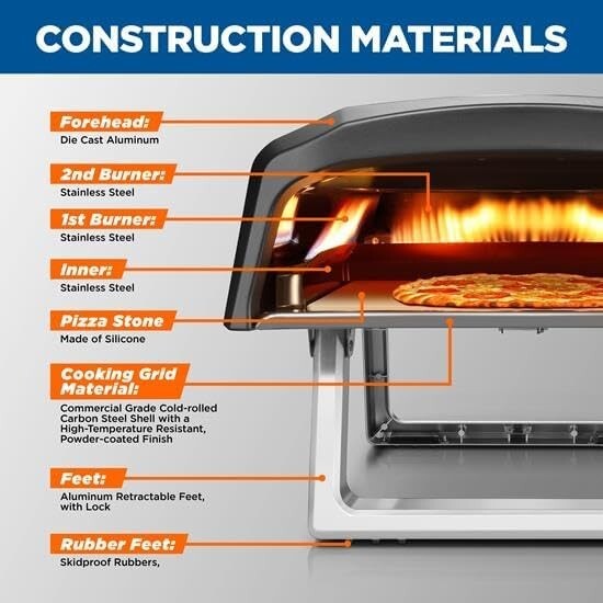 Stainless Steel Portable Pizza Oven – Cooks Perfect 12″ Pizzas Quickly