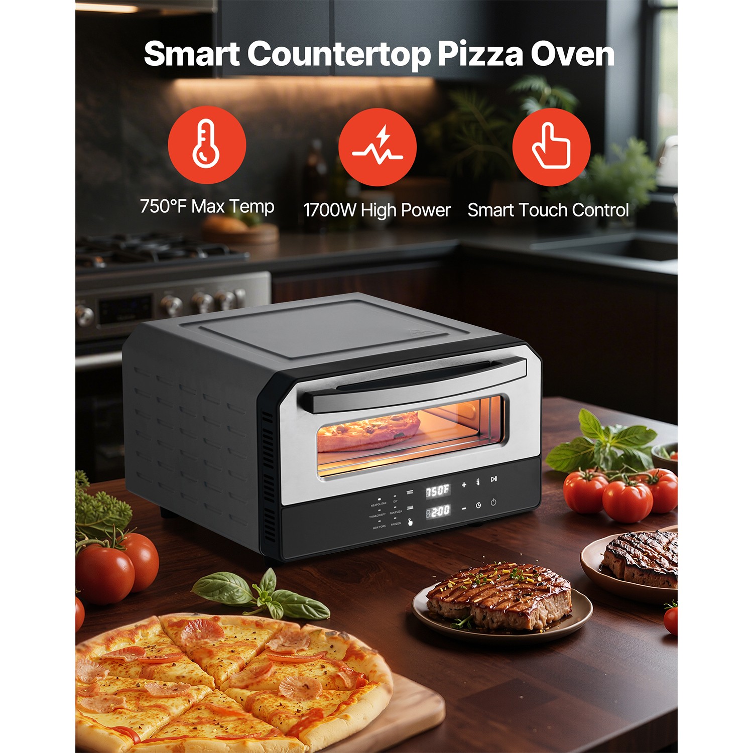 Uimoso 12-Inch Electric Pizza Oven with Stone, 750℉ Max Temperature Pizza Cooker