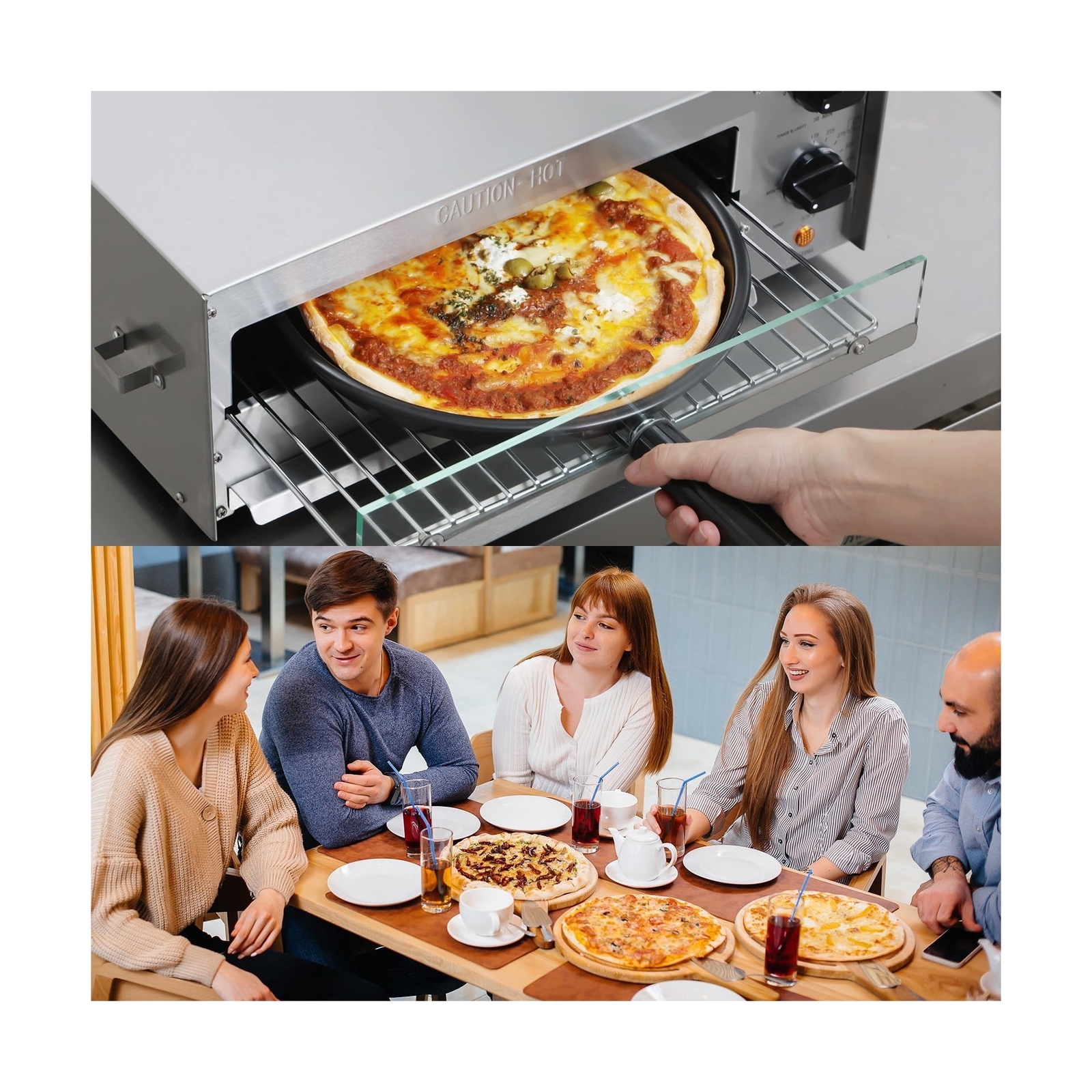 CROSSON Countertop Electric Frozen Pizza Oven For Indoors with 30-minitue Tim…