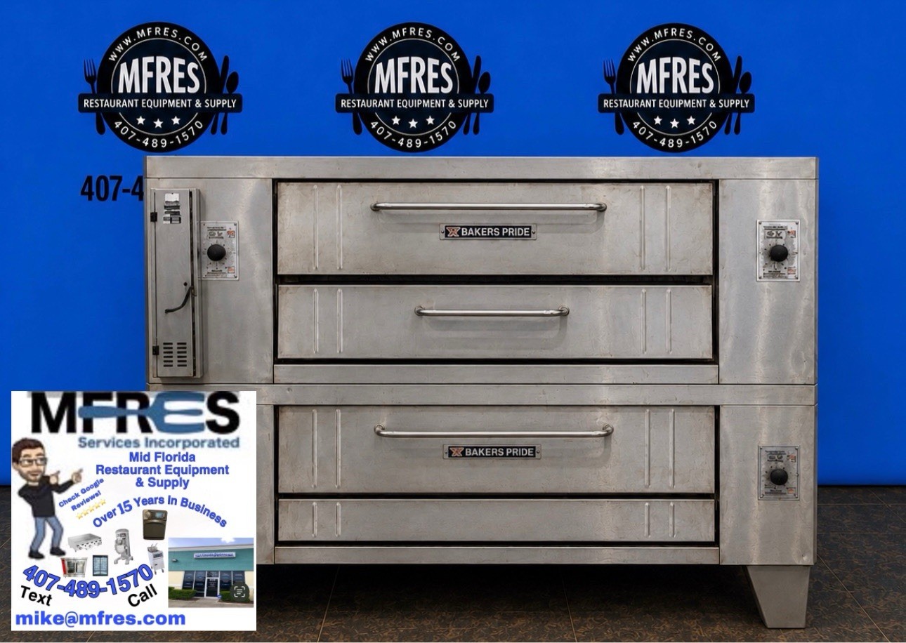 BAKERS PRIDE Y602 DOUBLE DECK GAS PIZZA OVEN W/BRICKS NICE WORKING SHAPE!