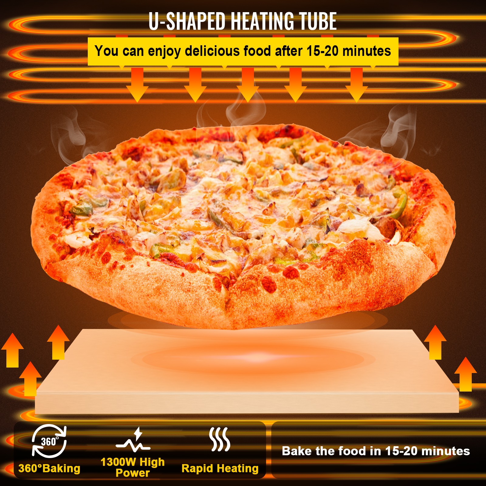 VEVOR Commercial Countertop Pizza Oven Electric Pizza Oven for 14″ Pizza Indoor