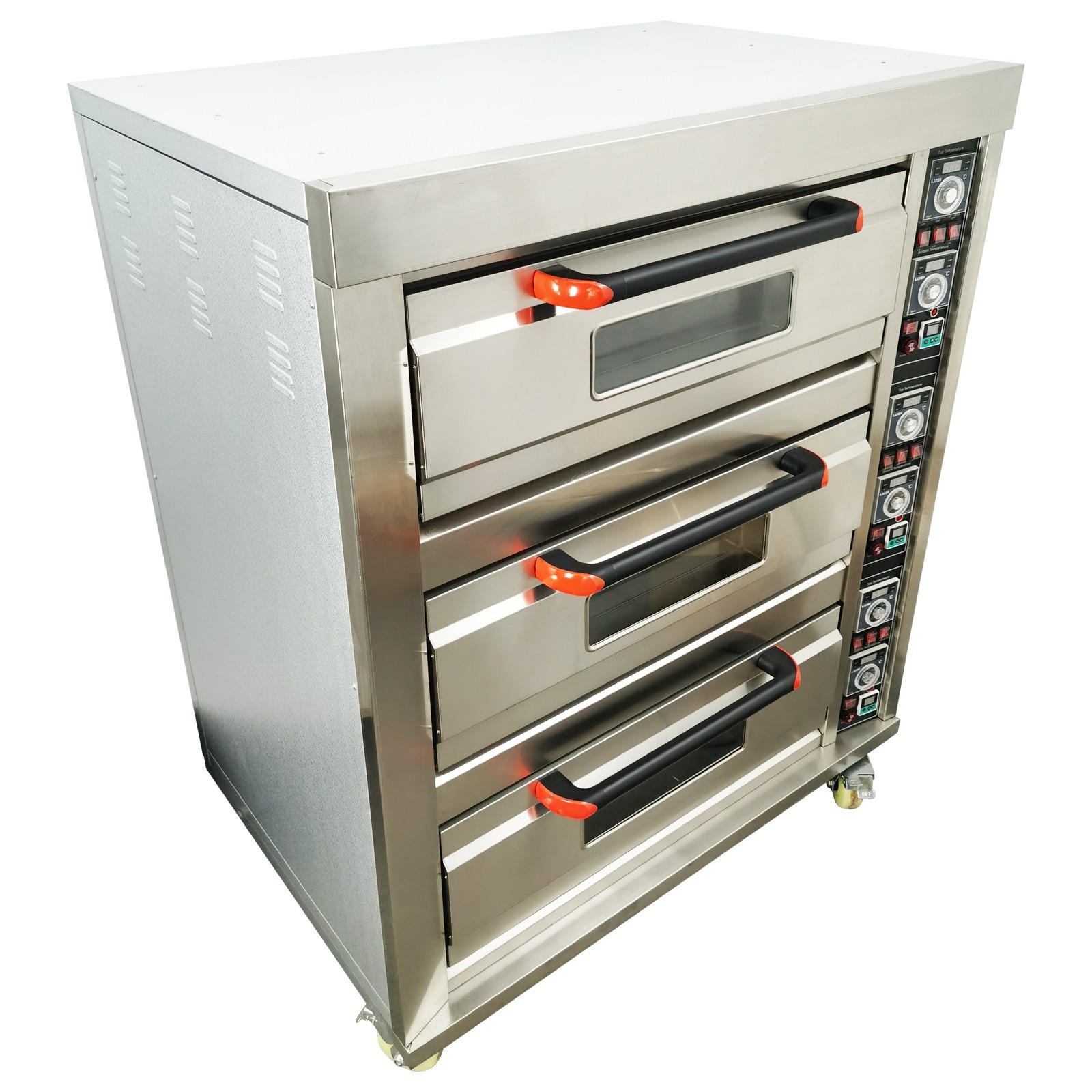 220V Commercial Movable Electric Triple Pizza Oven Independently Controlled 3PH