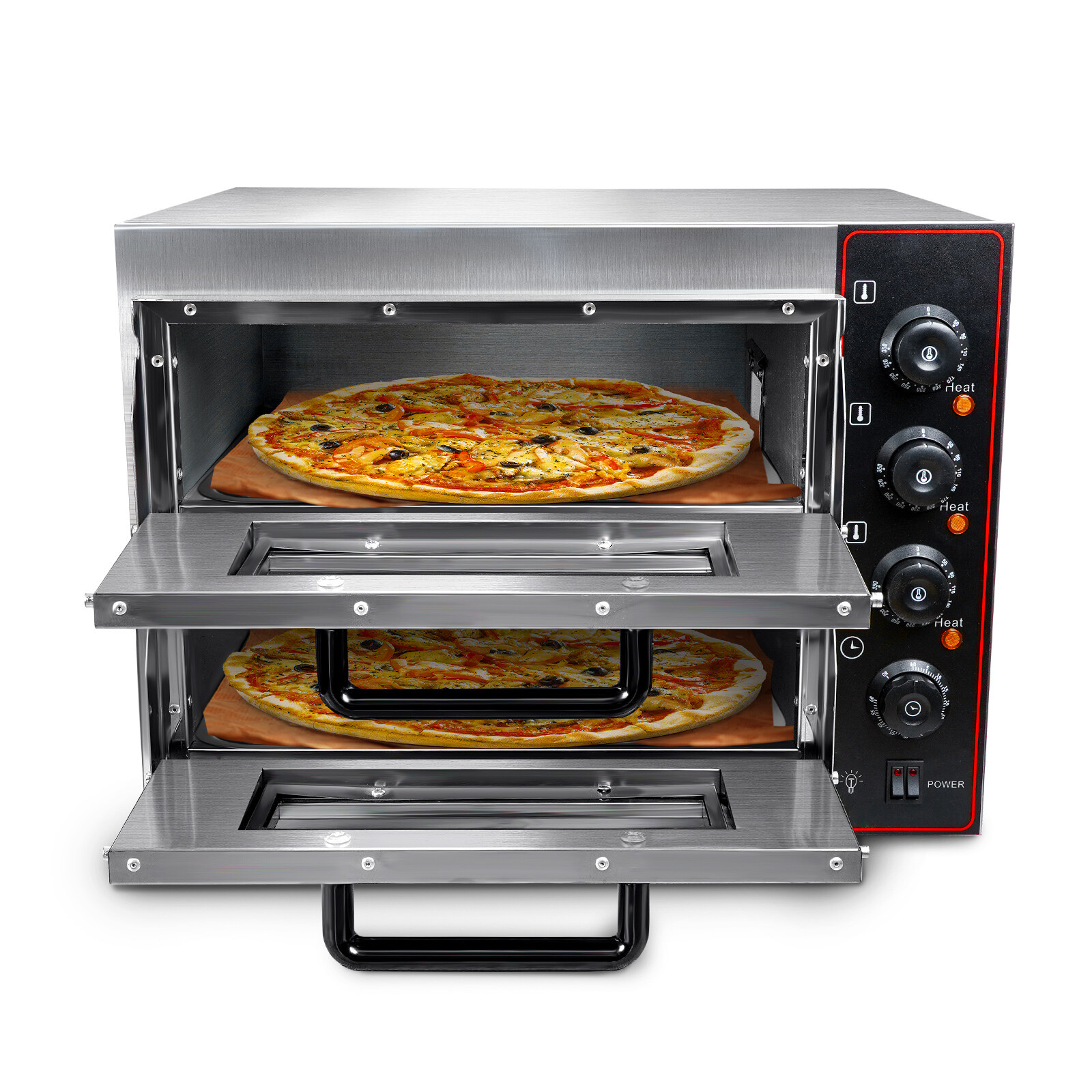 Electric Pizza Oven Countertop 16″ Double Deck Commercial Pizza Maker 110V 3000W