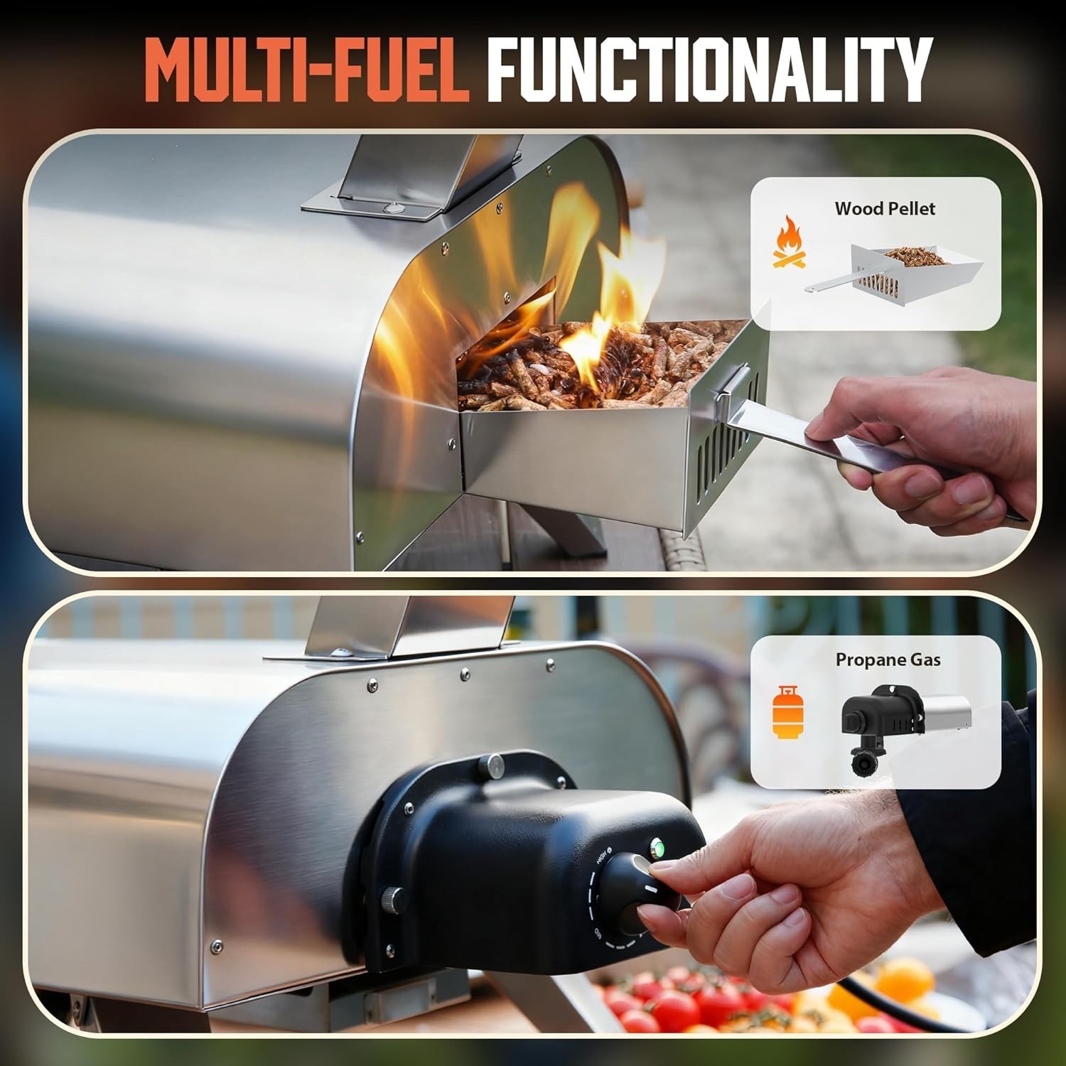 Pellet & Propane Portable Pizza Oven