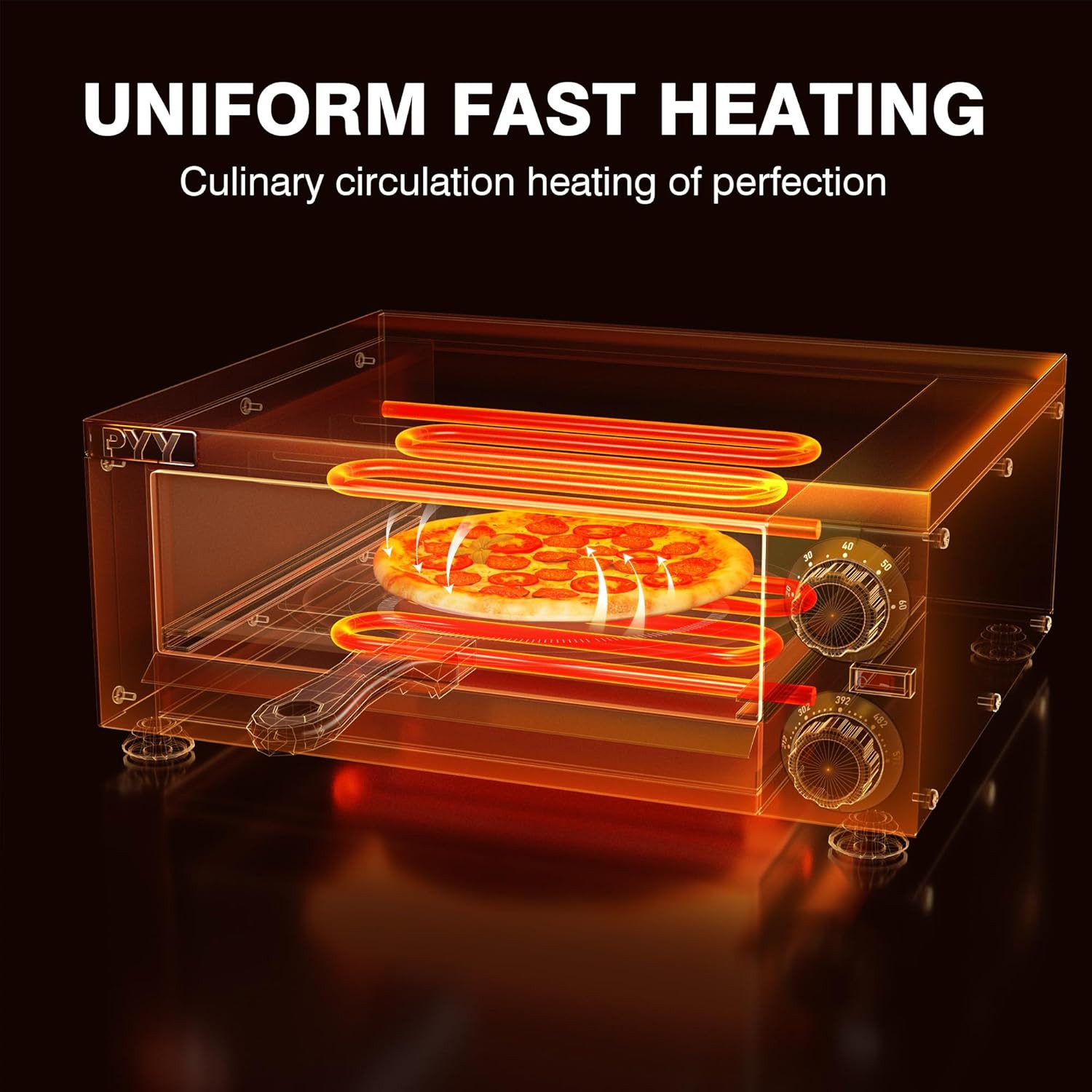 PYY Pizza Oven Indoor Electric Countertop Commercial Pizza Maker with Crumb Tray