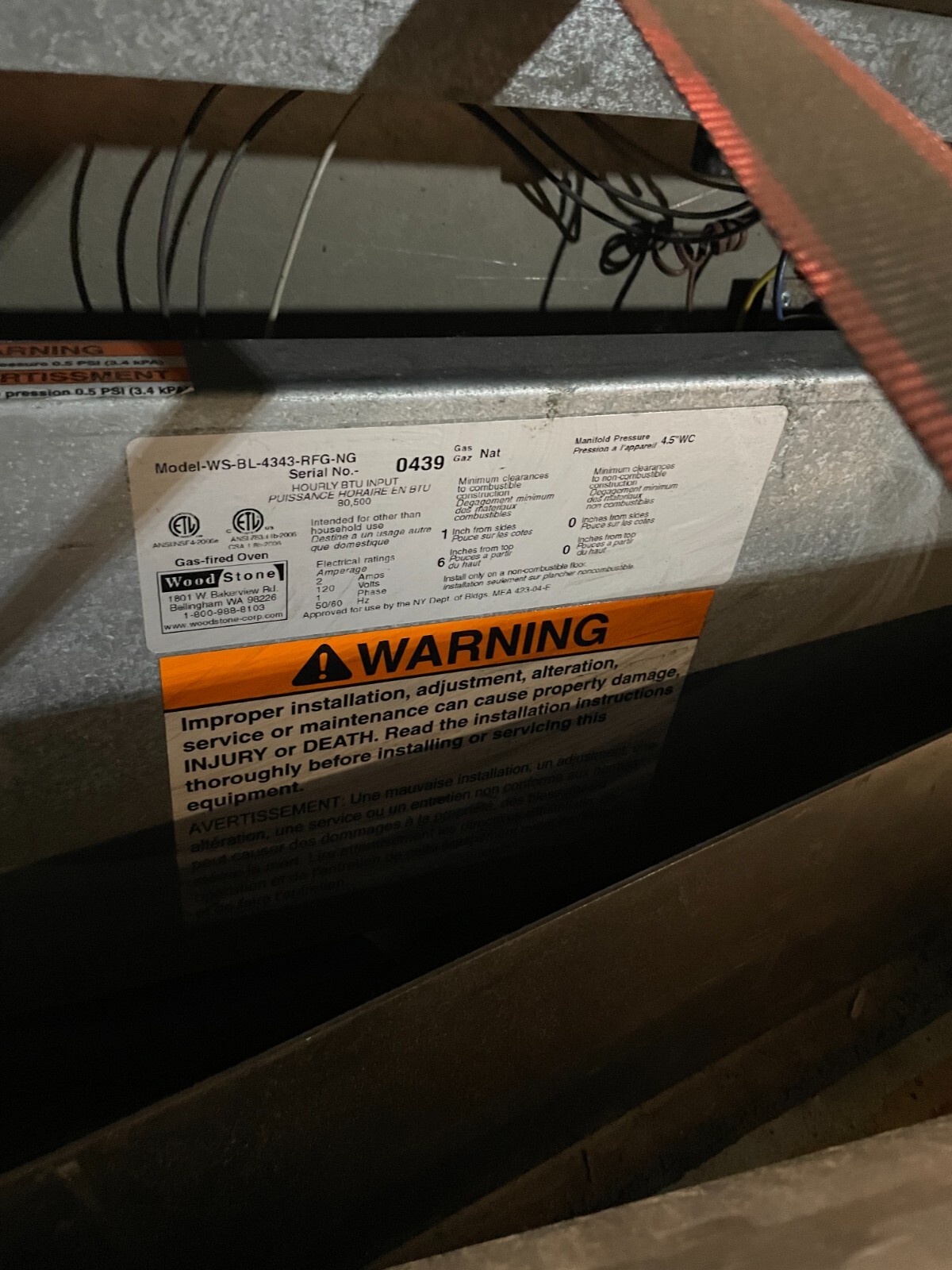 Wood Stone WS-BL-4355-RFG-LR-NG Stone Hearth Oven.