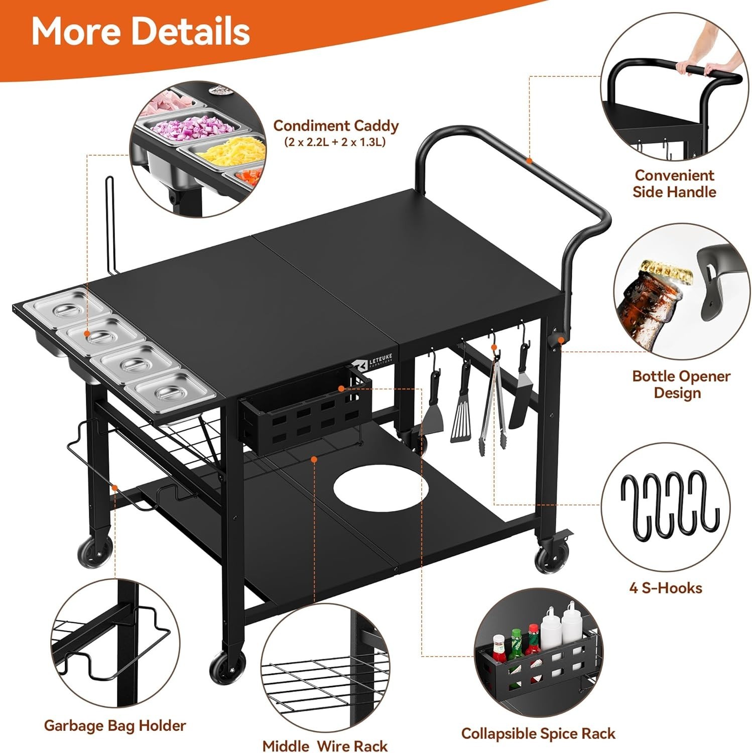 Grill Cart for Pizza Oven & Blackstone Griddle