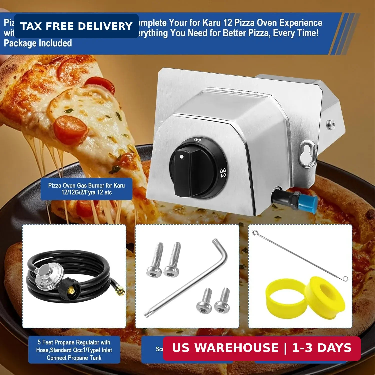 Pizza Oven Accessories, Pizza Oven Gas Burner Attachment, Outdoor Pizza Oven Acc