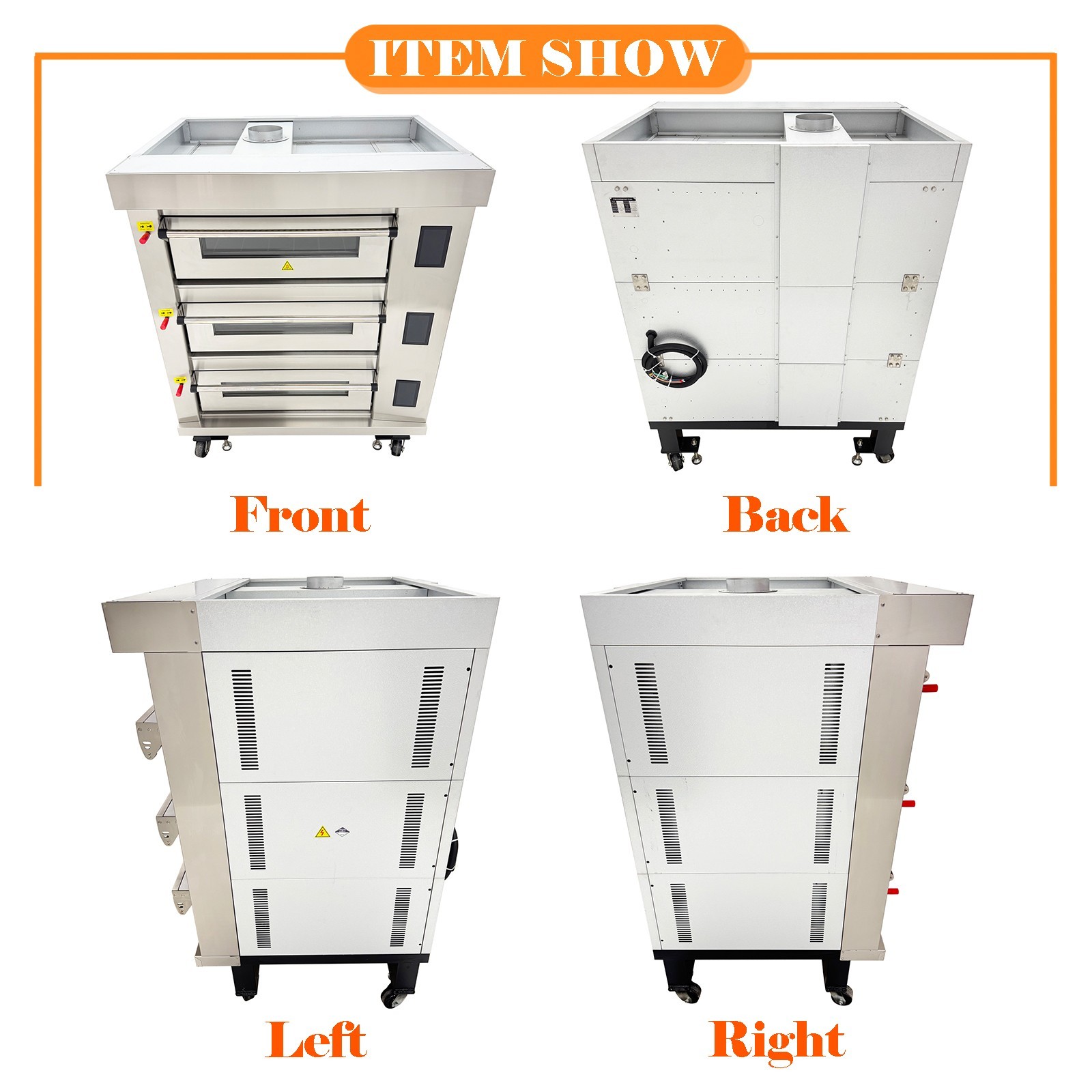 220V 19.8KW 3PH Movable Electric Pizza Oven LCD Touch Screen 3-Layer Pizza Oven