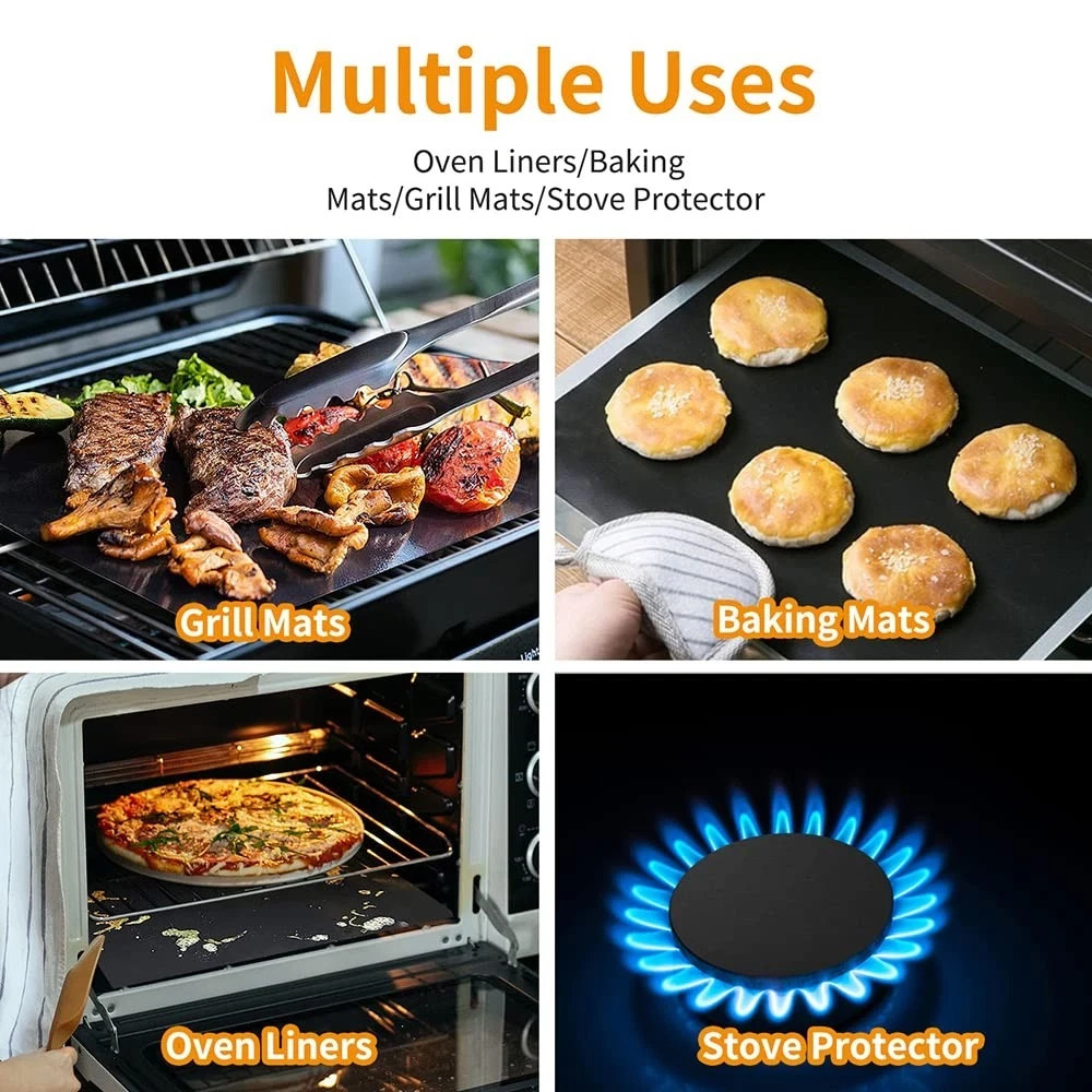 Pack of 4 Large Thick Non Stick Oven Liners Mat Heavy Duty