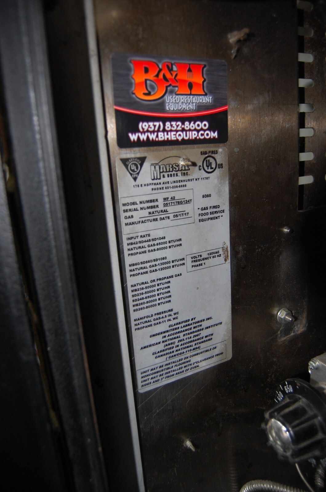 Marsal WF42 MB42 Wave Flame Brick Lined Double Deck Nat Gas Pizza Oven