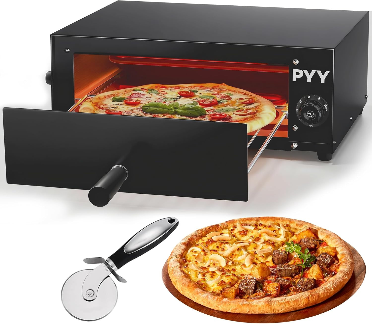 Pizza Oven Electric – 12 Inch Tabletop Pizza Oven Indoor Stainless Steel Profess