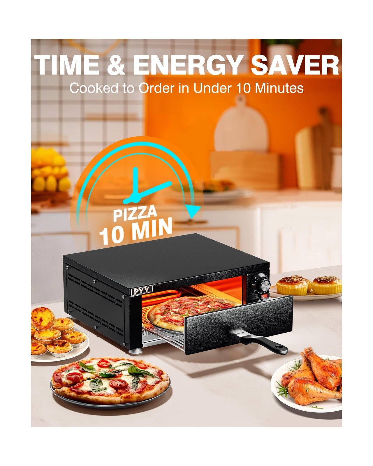 PYY Electric Pizza Oven Indoor Countertop Pizza Oven Commercial Pizza Maker M…