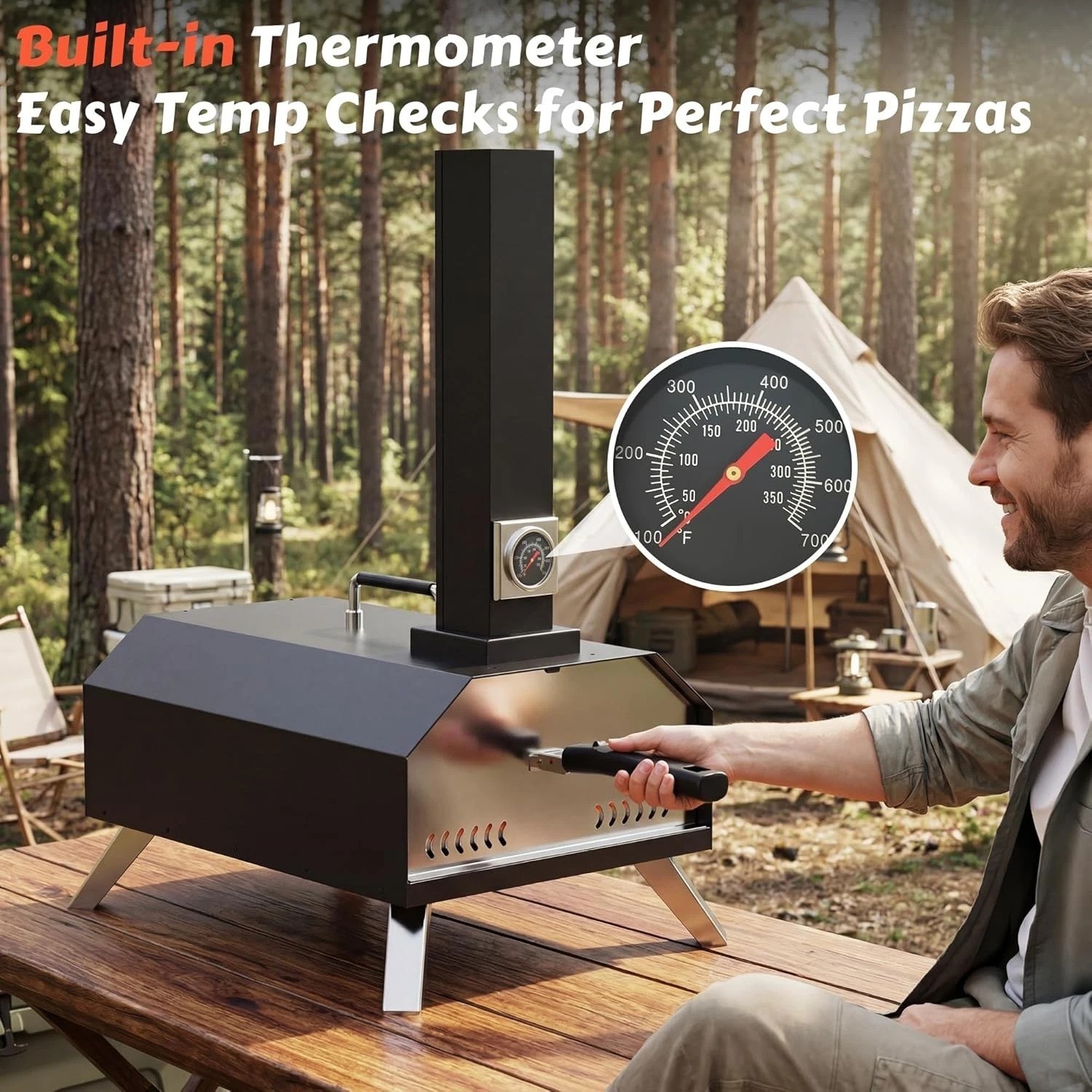 Pizza Oven Outdoor Portable Pellet Pizza Stove Wood Fired Stainless Steel Piz…