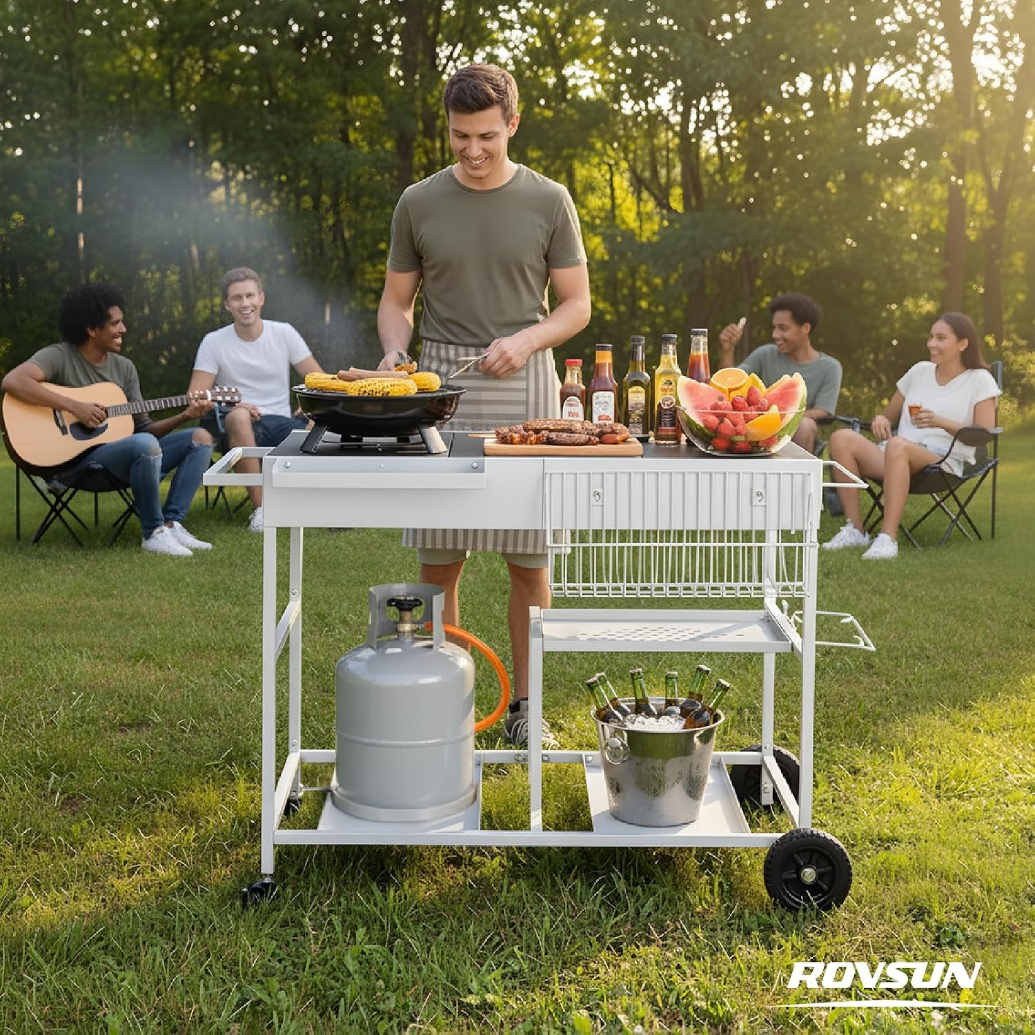 Pizza Oven Grill Table Cart | Movable Food Prep Cart, Pizza Topping Station, Sea