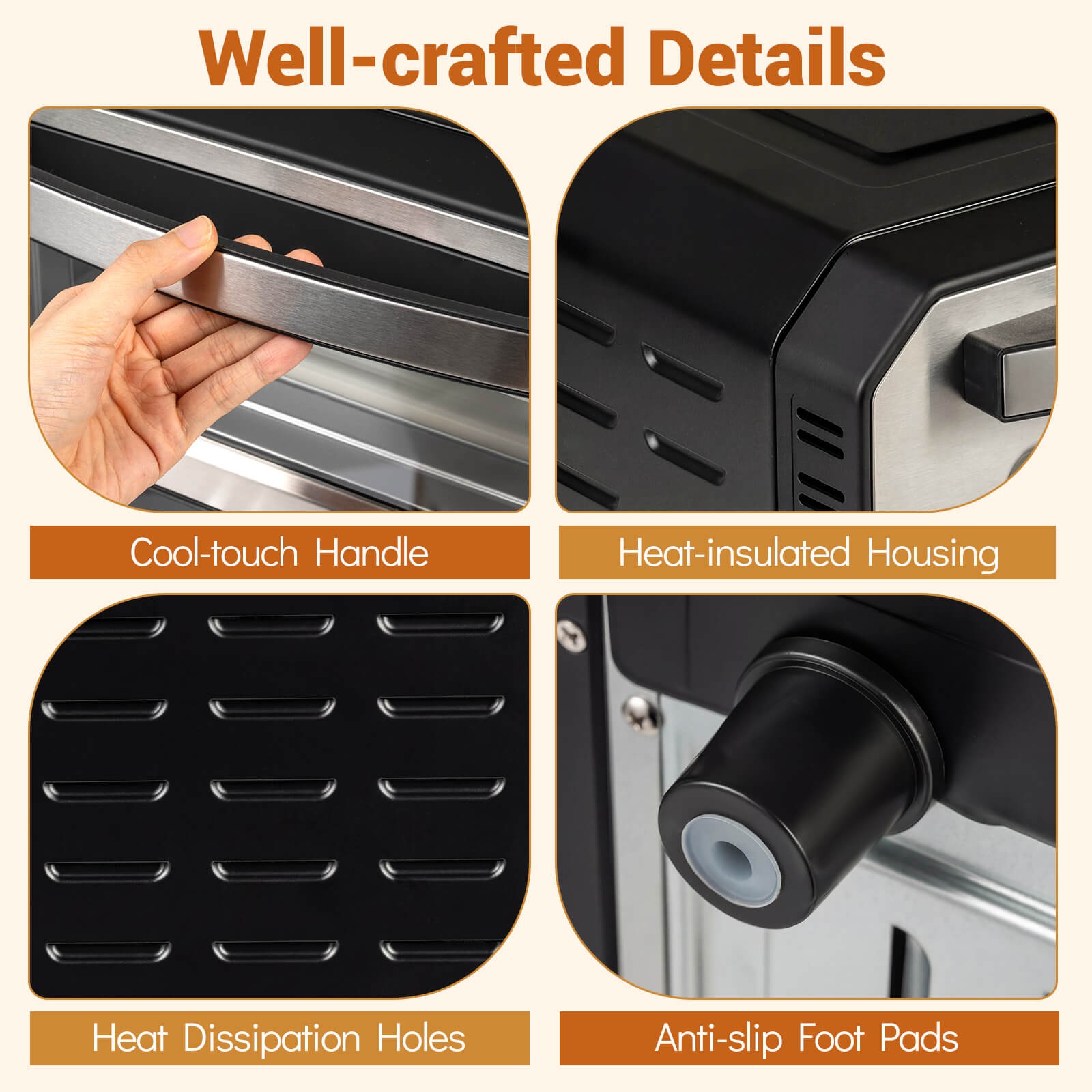 Pizza Oven for 12″ Pizzas w/6 Presets & 2-Min Rapid Baking Heats up to 750℉