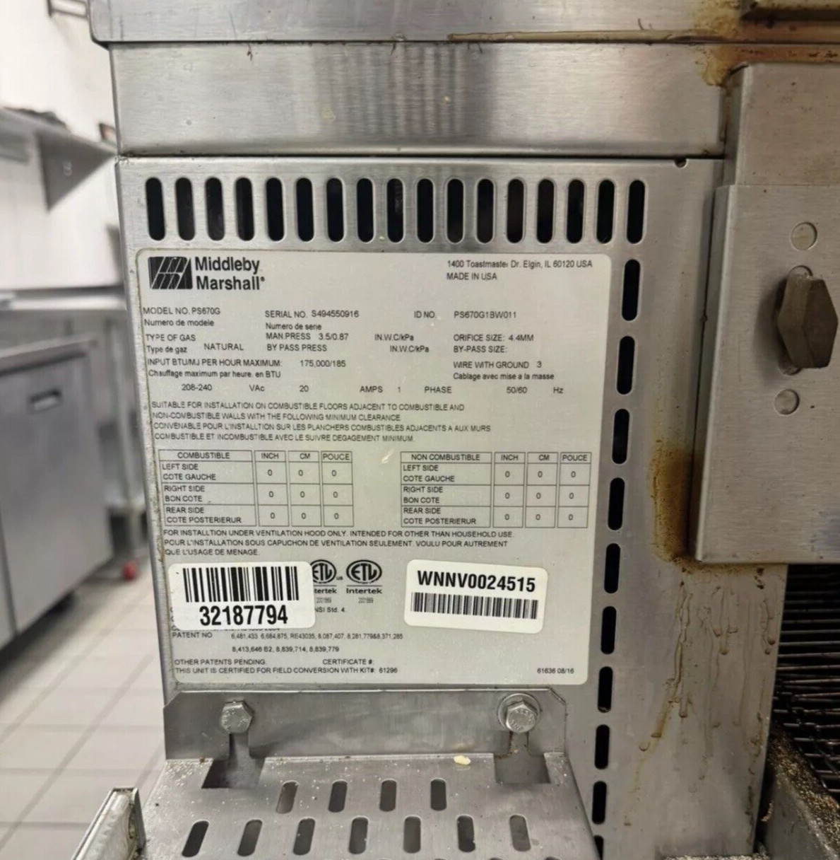 2016 MIDDLEBY MARSHALL PS670G Touch Scree 32″ Double Conveyor Pizza Oven W/Hood