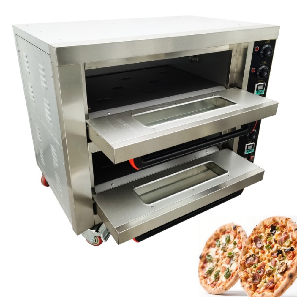 220V Portable Commercial Double Layer Pizza Oven 20℃-350℃ Bakery Oven