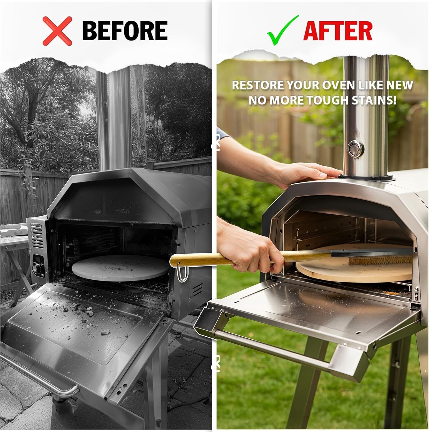 26in Pizza Oven Cleaning Brush Kit with Spare Head & Tools